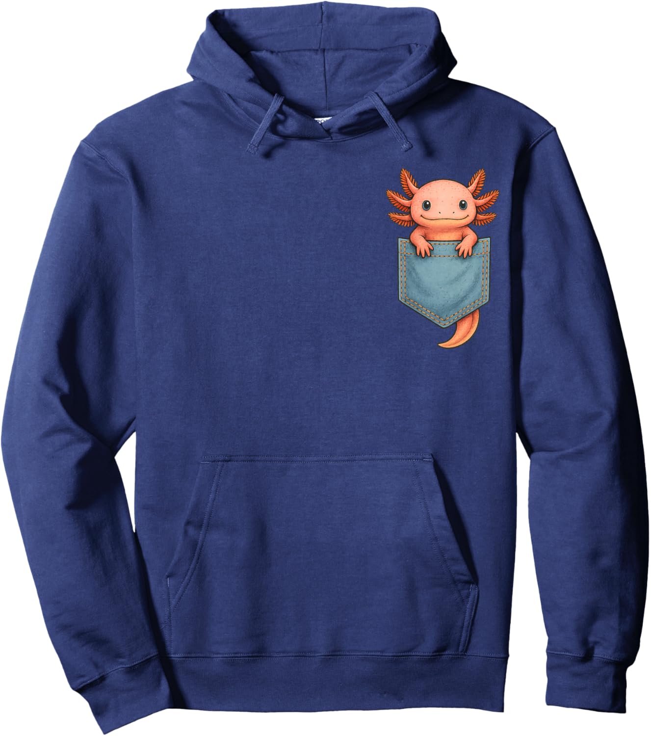 Cute Axolotl Pocket Funny Gifts Women Teen Kid Hoodie - Hoodie | Navy
