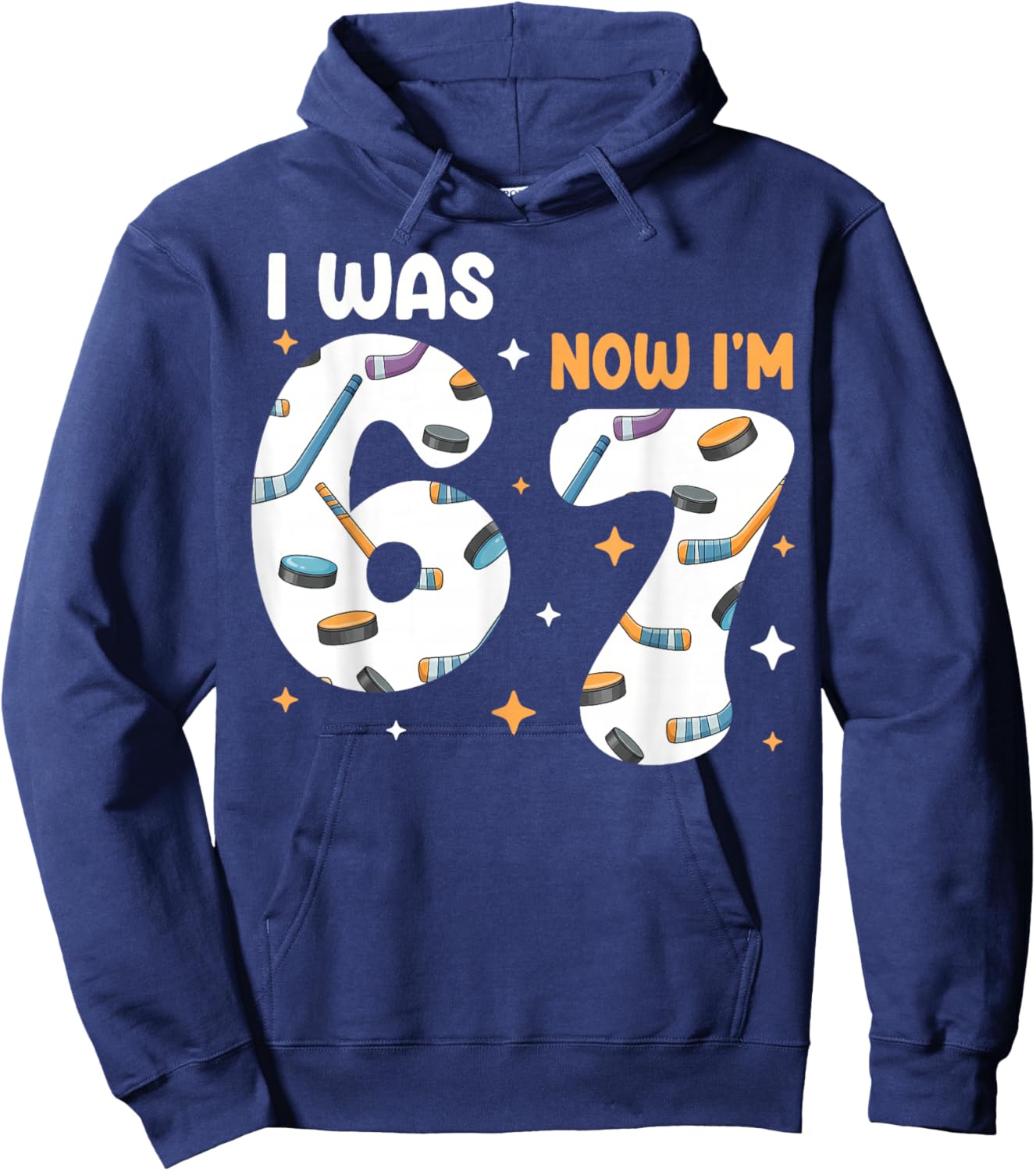 I was 6 Now I'm 7 Hockey Birthday Hoodie - Hoodie | Navy