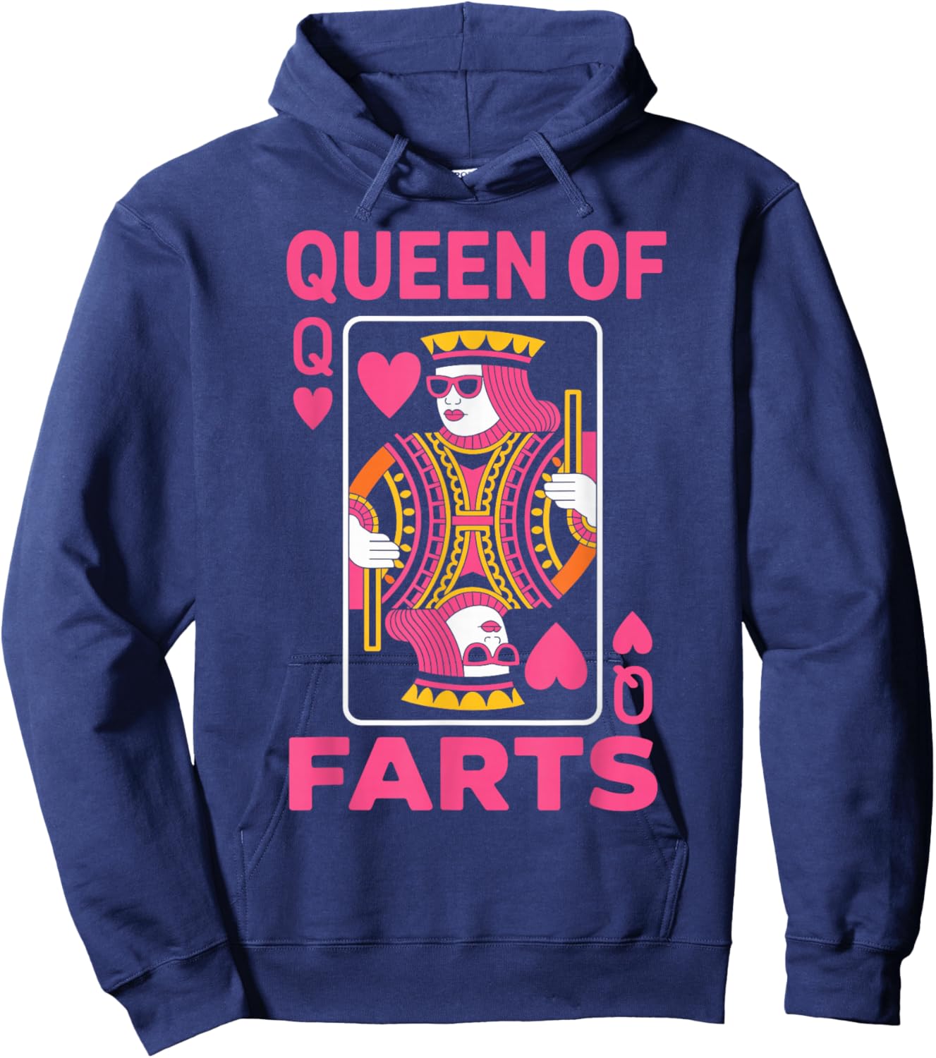 Queen of Farts Funny Humor Card Game Parody Hoodie - Hoodie | Navy