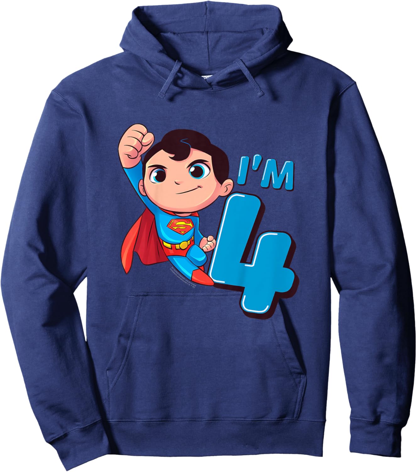 Kids Superman 4th Birthday Cute I'm 4 Hoodie - Hoodie | Navy