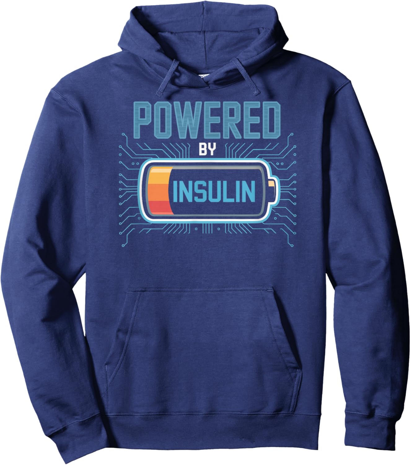 Powered by Insulin Diabetic Tech Humor Hoodie - Hoodie | Navy
