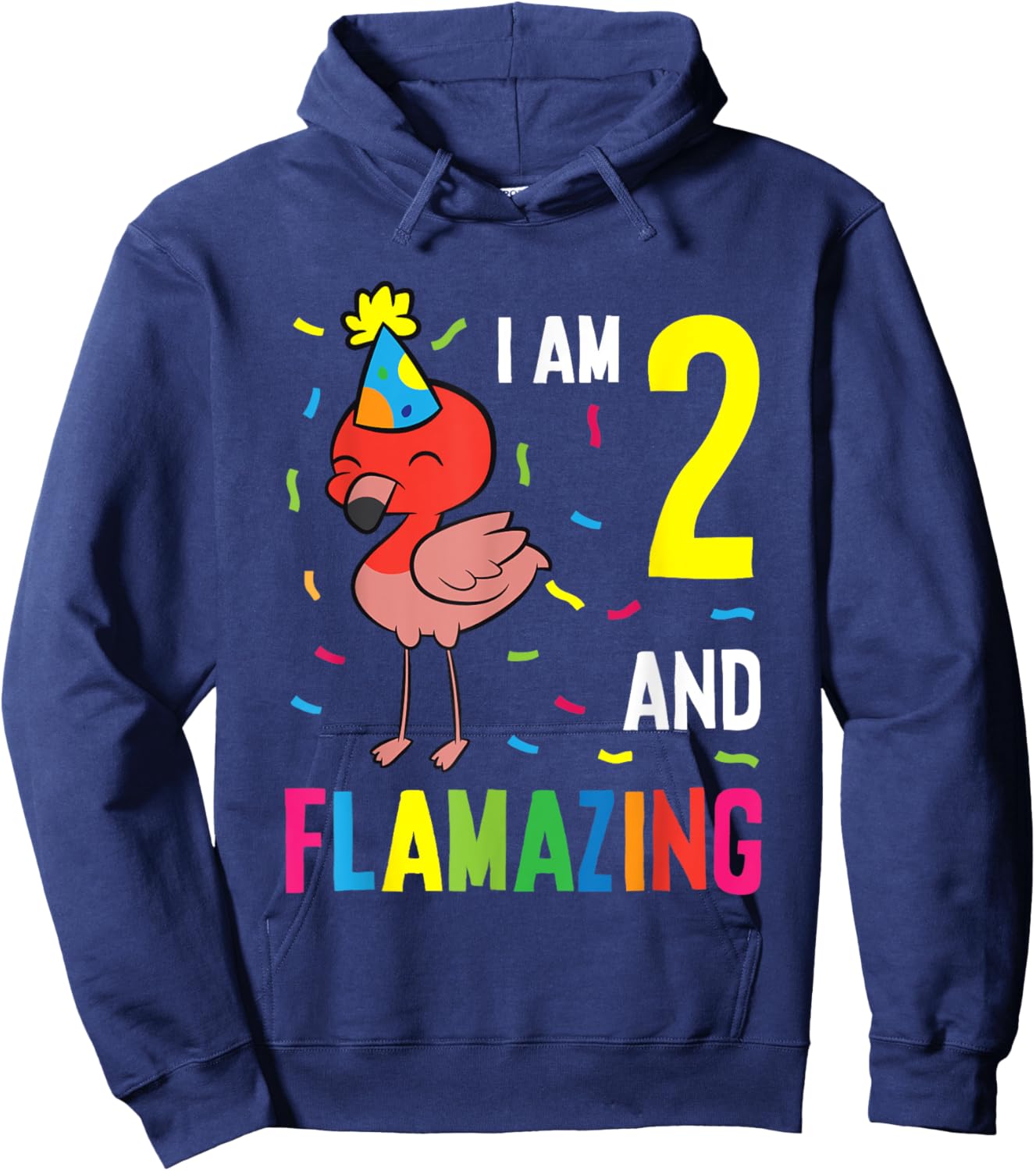 Flamingo 2nd Birthday I Am 2 And Flamazing Hoodie - Hoodie | Navy