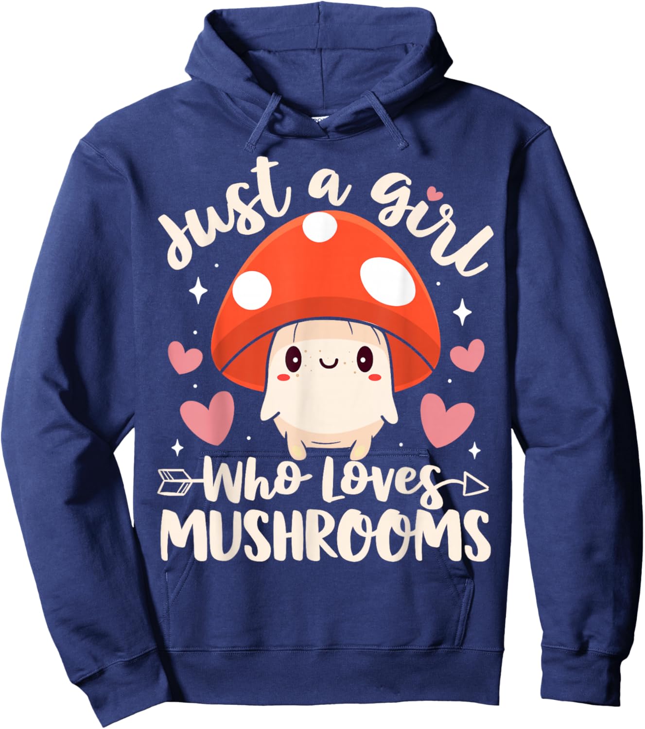 Just a Girl Who Loves Mushrooms Cute Mushroom Hoodie - Hoodie | Navy