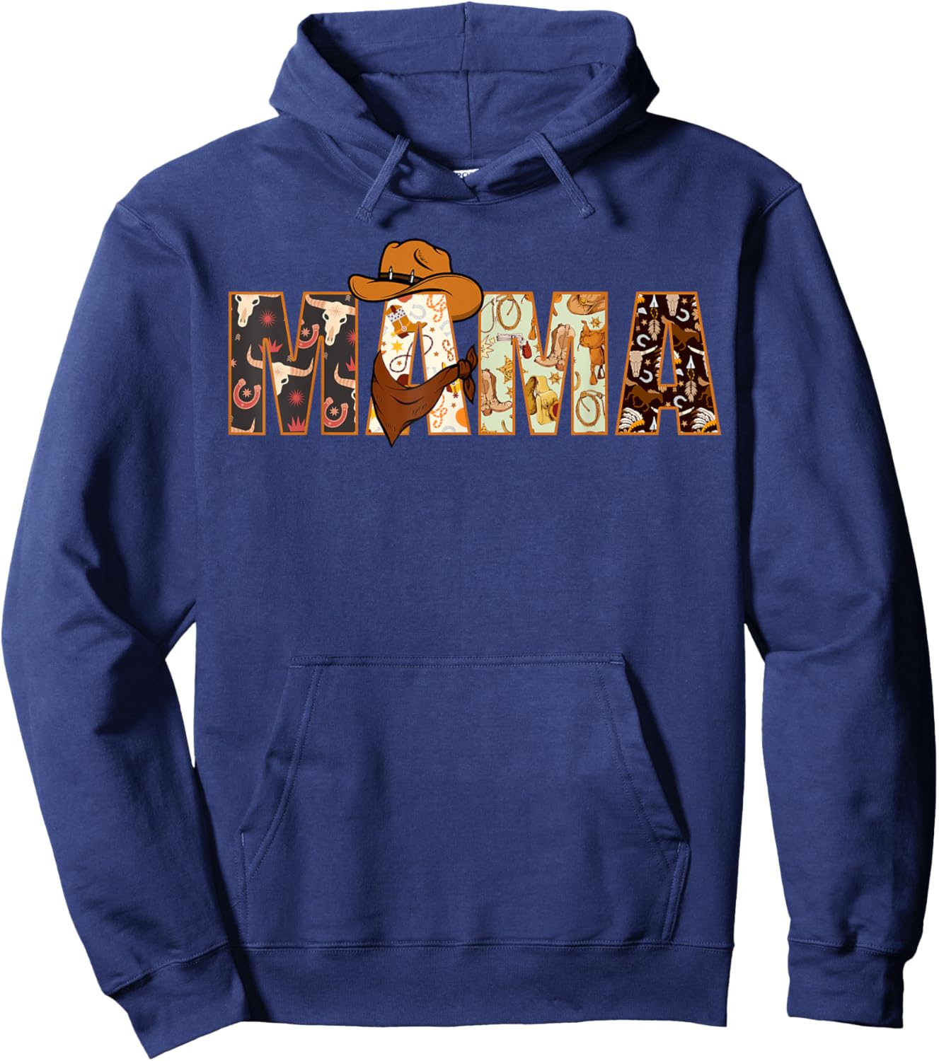 Mama Western Rodeo Family Matching Birthday Hoodie - Hoodie | Navy
