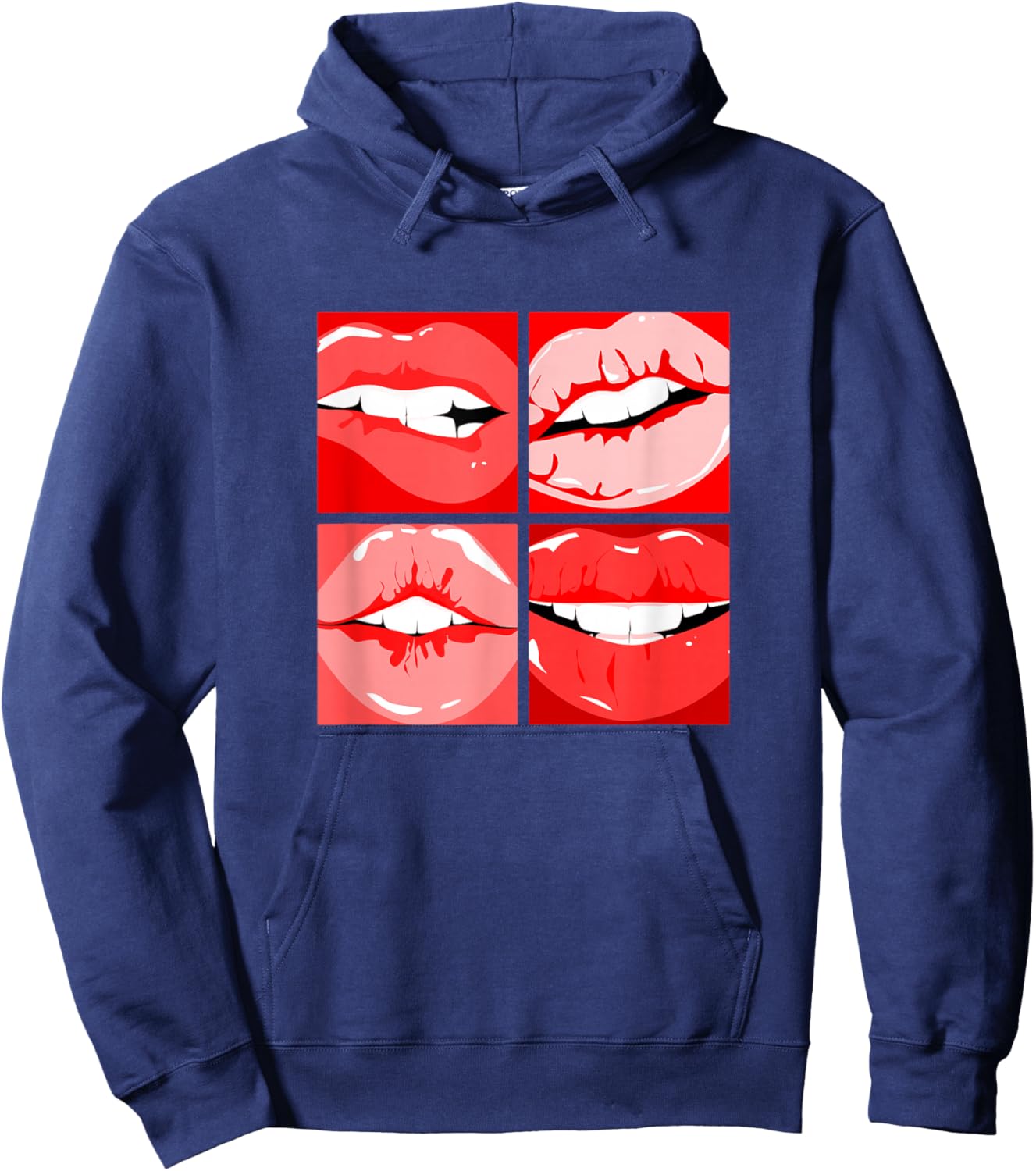 Red Read My Lips Red Graphic Hoodie - Hoodie | Navy