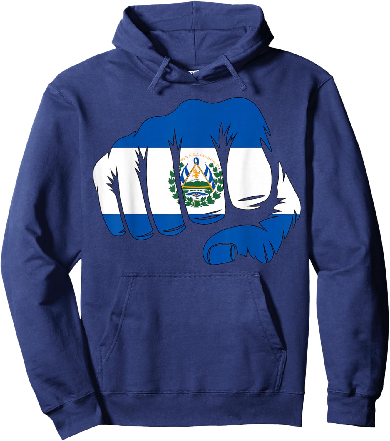 El Salvador Flag Fist Hoodie - Hoodie | Navy