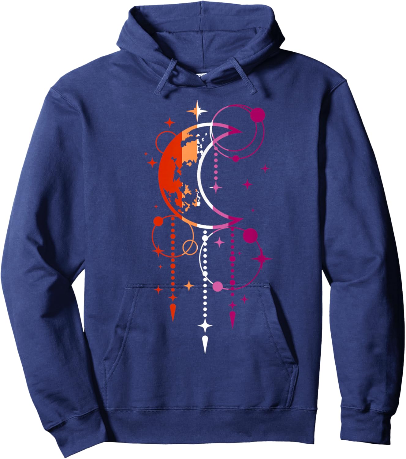Cosmic Moon with Magical Lesbian Energy Hoodie - Hoodie | Navy