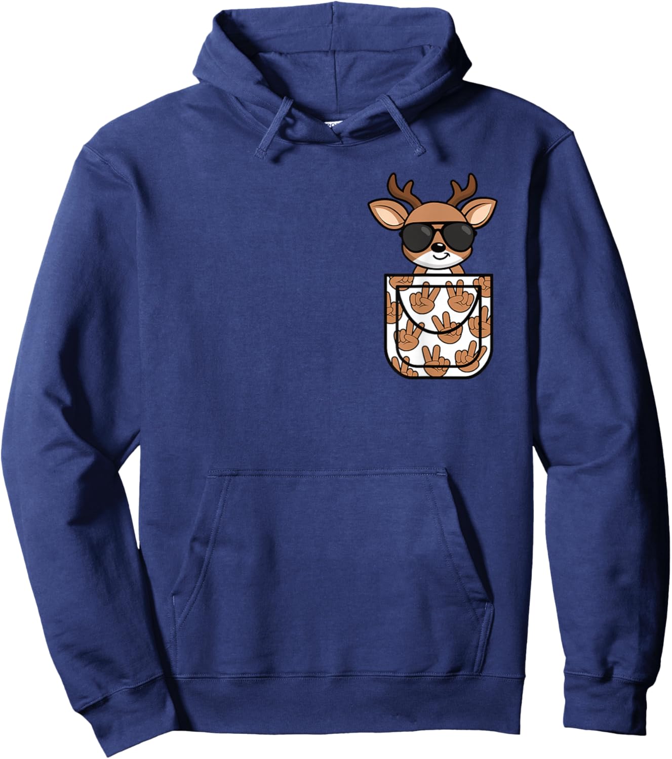 Funny Deer Pocket Men Women Kids Hoodie - Hoodie | Navy