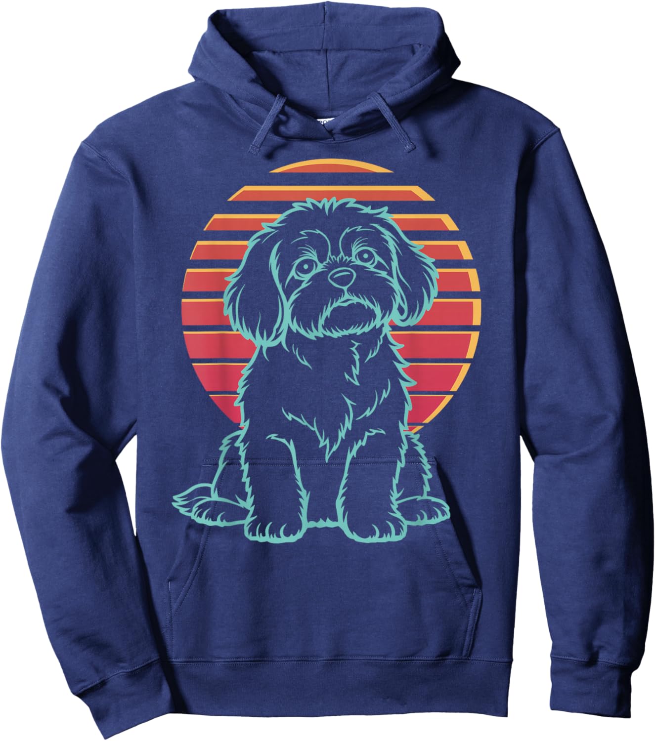 Havanese Lover Dog Owner Retro Synthwave 80s Hoodie - Hoodie | Navy