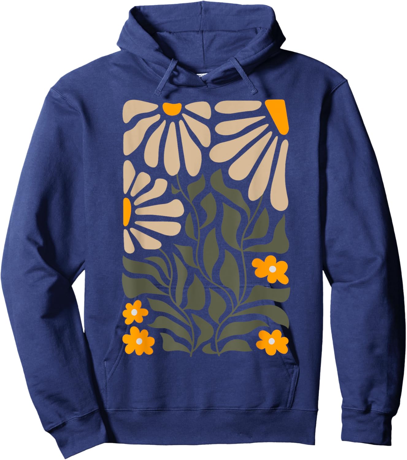 Vintage Matisse Style Wild Flowers Hoodie - Hoodie | Navy