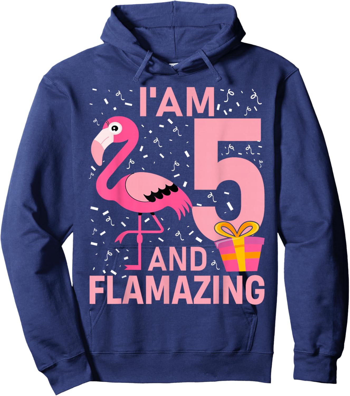 I'm 5 And Flamazing Flamingo 5th Birthday Girls Hoodie - Hoodie | Navy