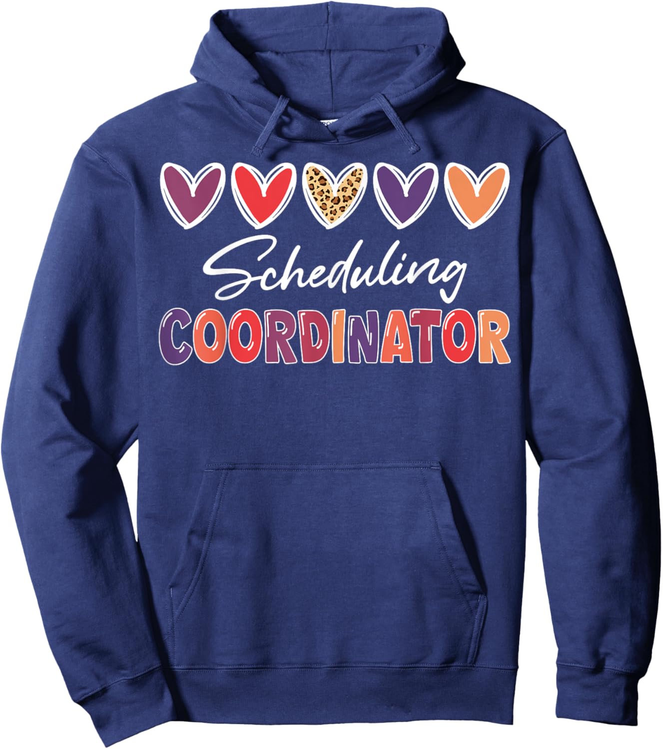 Scheduling Coordinator Heart Leopard Hoodie - Hoodie | Navy