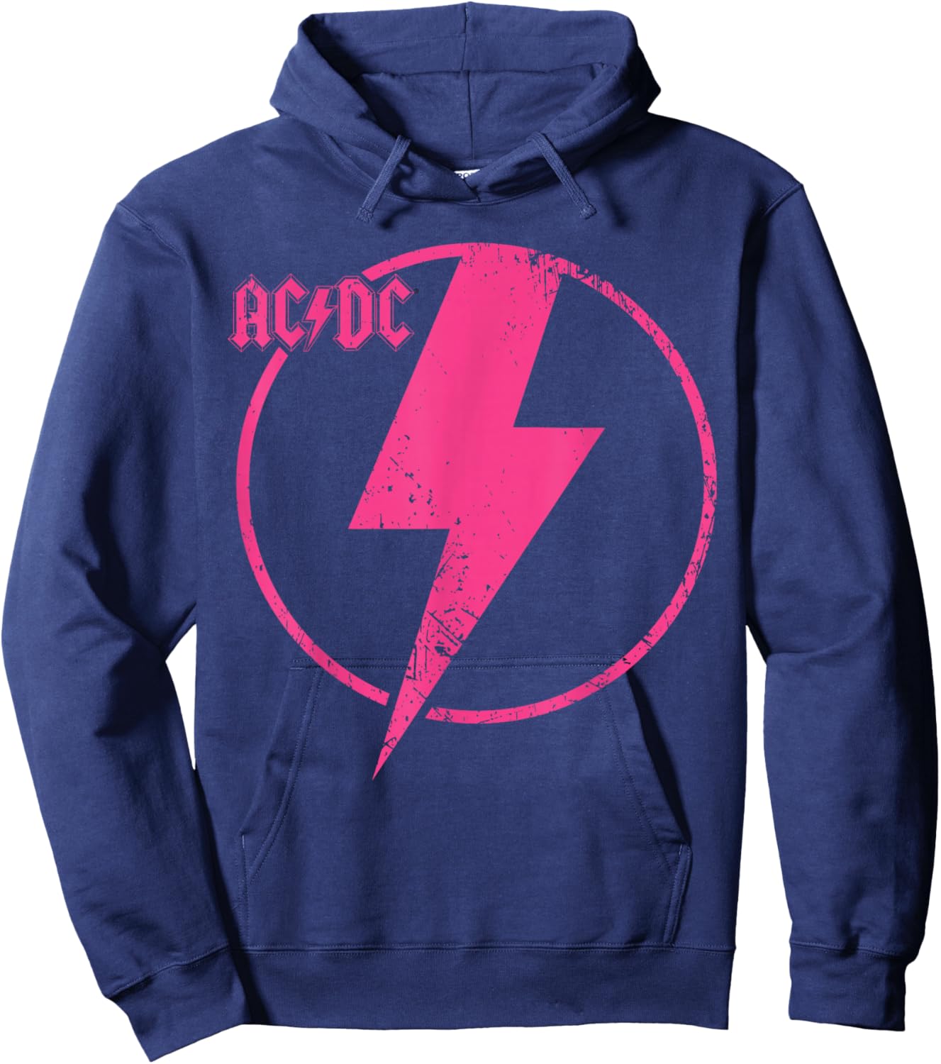 Offiziell AC/DC Pink Distressed Logo ACDC Hoodie - Hoodie | Navy