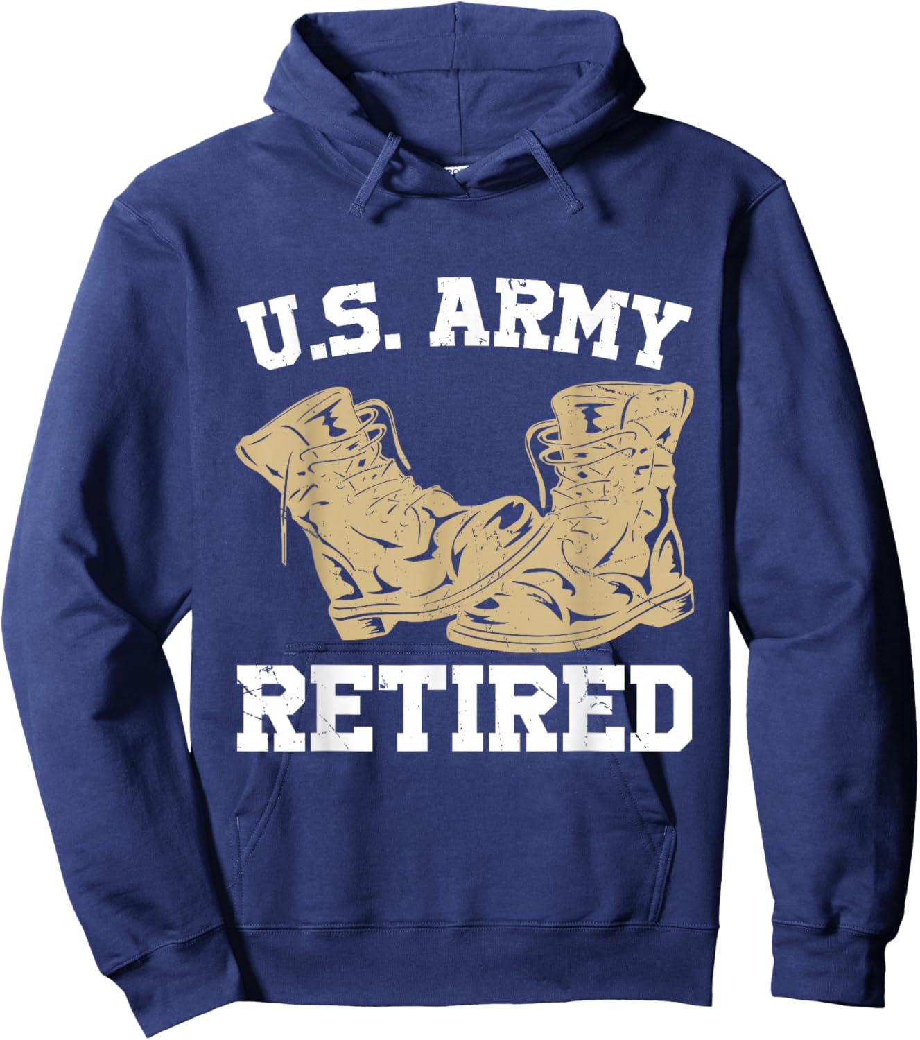 US Army Retired Distressed With Logo Retirement Hoodie - Hoodie | Navy