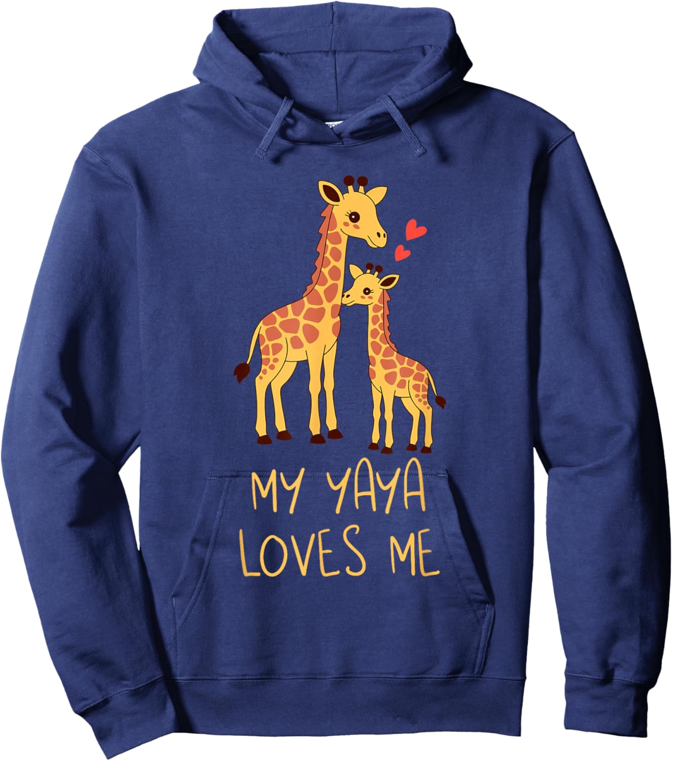 Cute Baby Giraffe and Grandma My Yaya Loves Me Hoodie - Hoodie | Navy