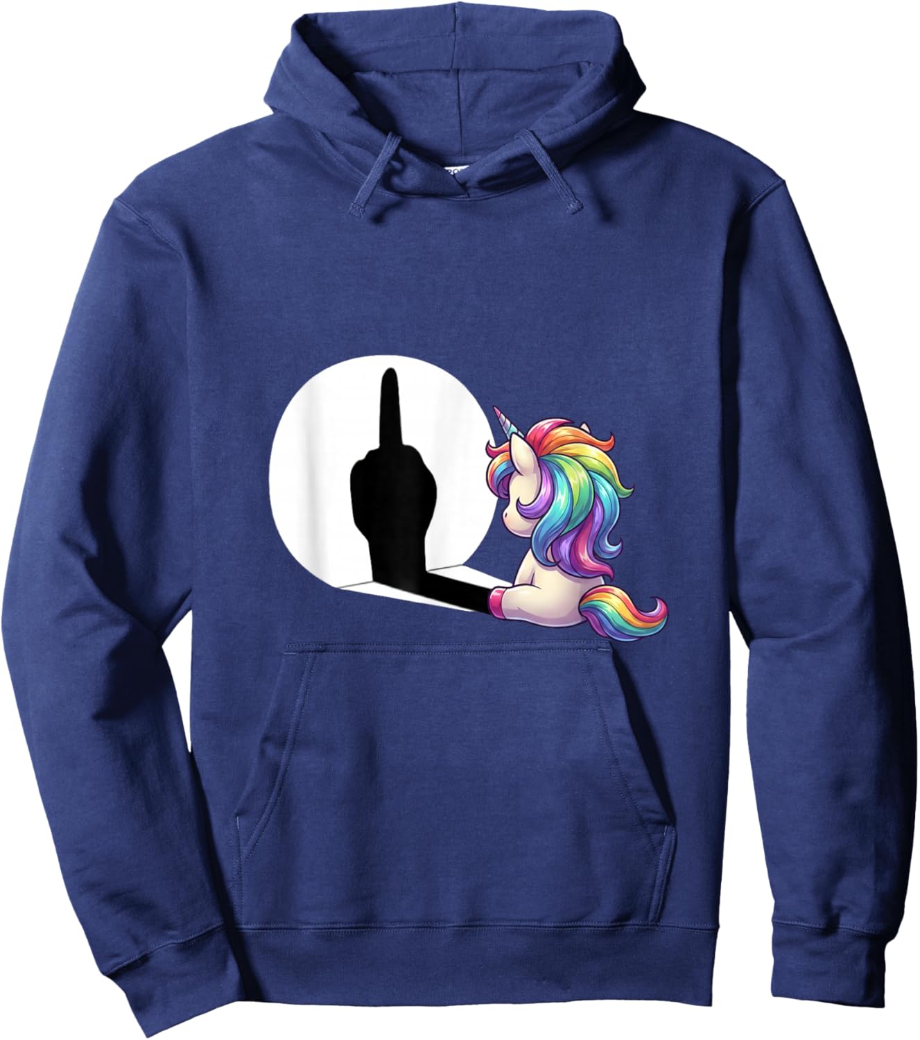 Funny Unicorn with Middle Finger - Morgenmuffel Hoodie - Hoodie | Navy