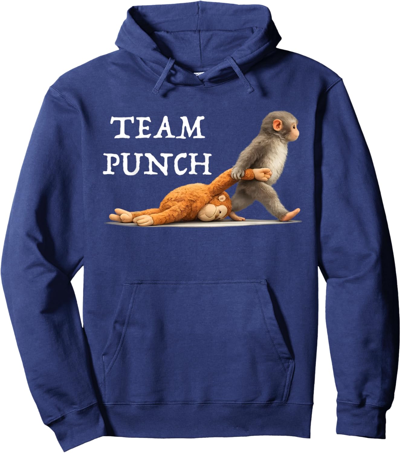 Team Punch Baby Monkey Punch Trend Meme Graphic Hoodie - Hoodie | Navy