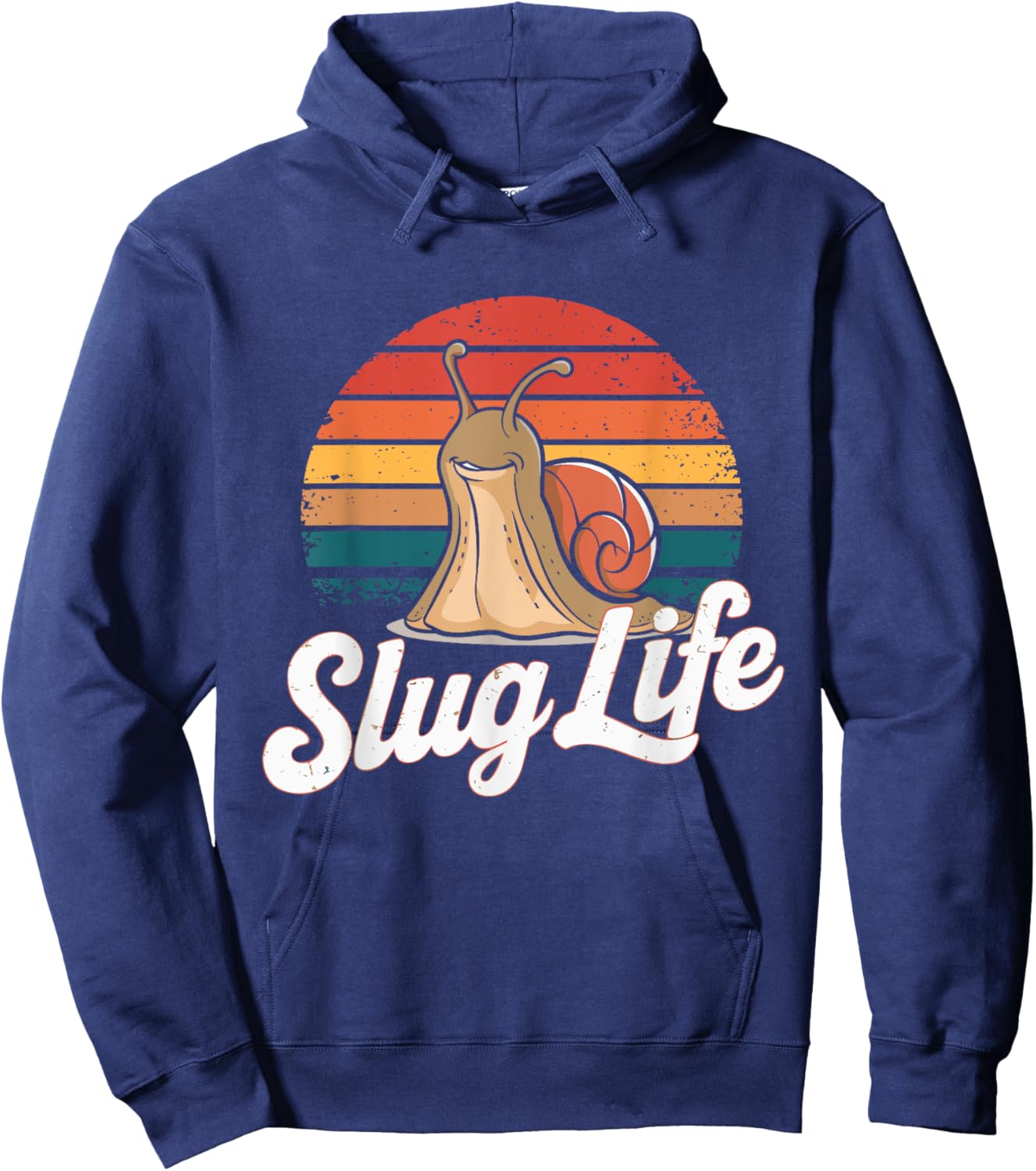 Slug Life Retro funny Snail Design Hoodie - Hoodie | Navy