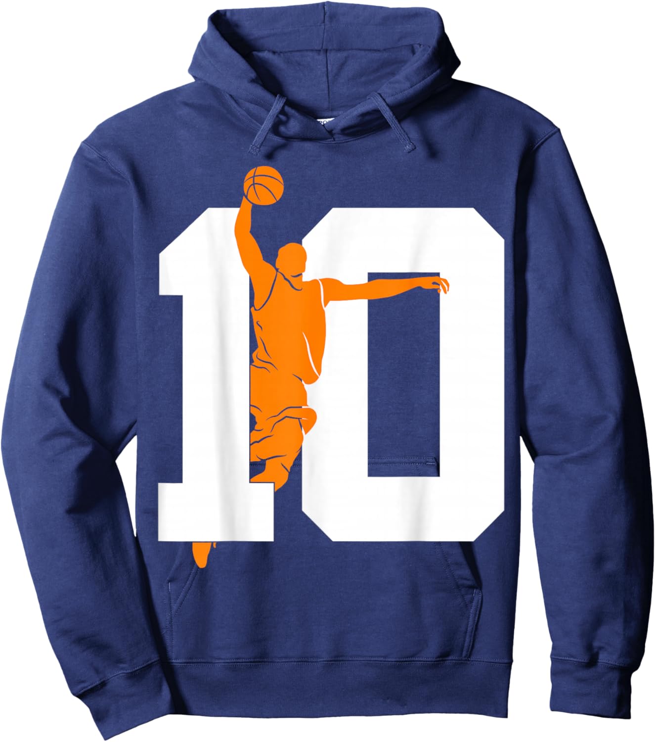 Number 10 Years Basketball 10th Birthday Hoodie - Hoodie | Navy