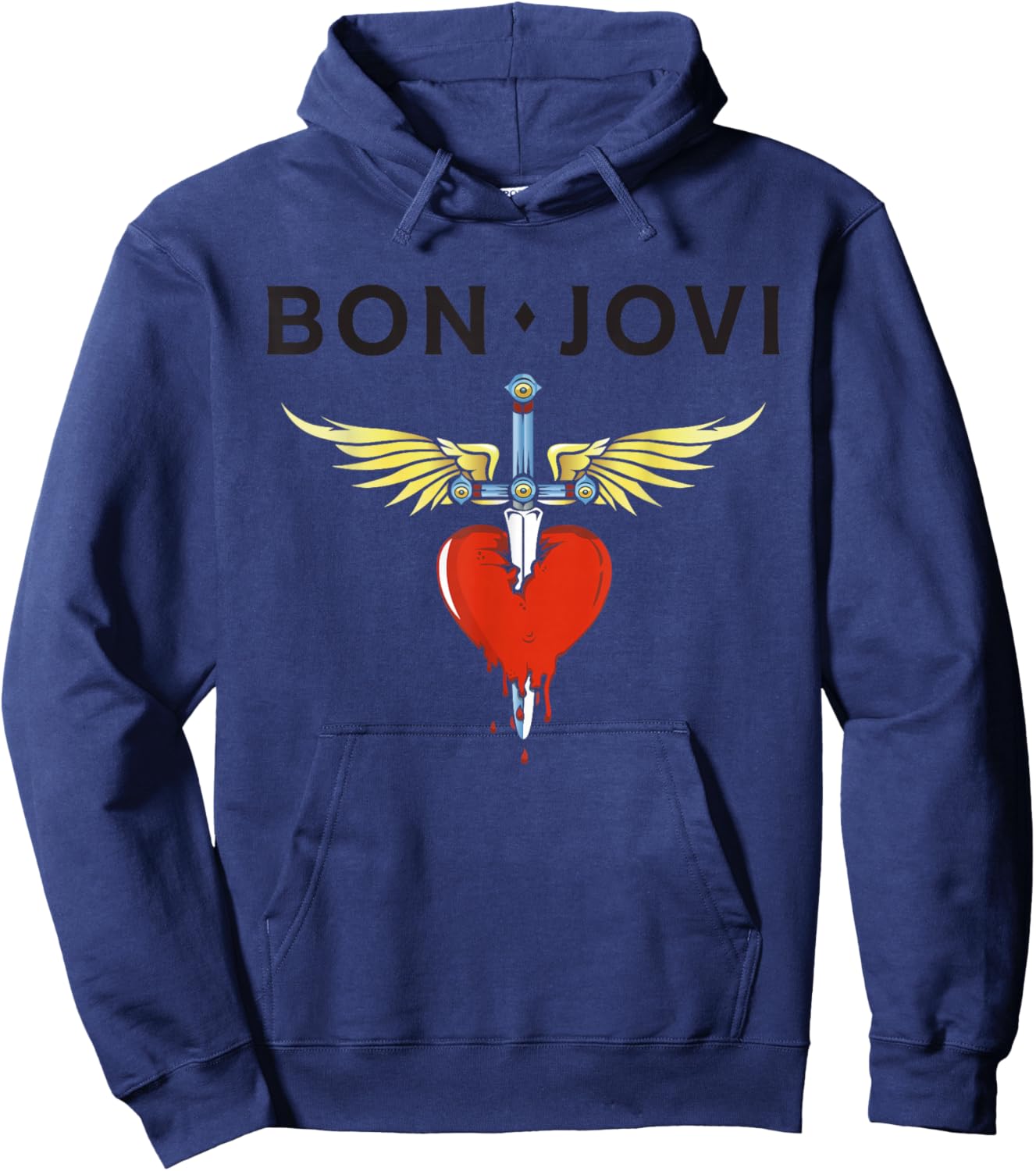 Official Bon Jovi Heart Dagger Hoodie - Hoodie | Navy