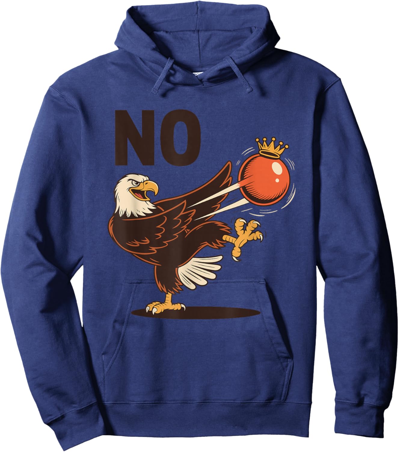 No Kings in America Bald Eagle Patriotic Art Hoodie - Hoodie | Navy
