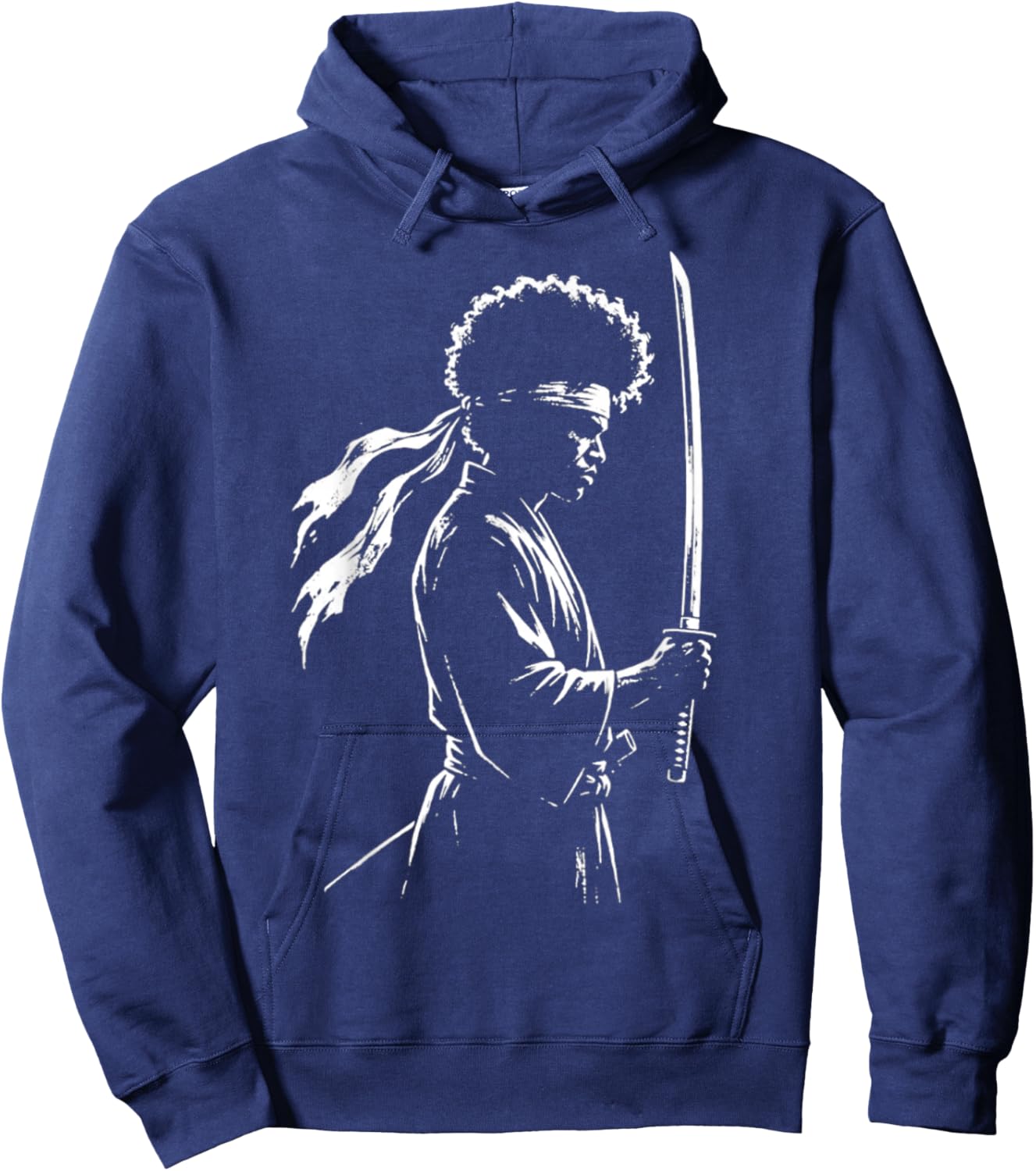 Samurai Warrior with Afro Hoodie - Hoodie | Navy