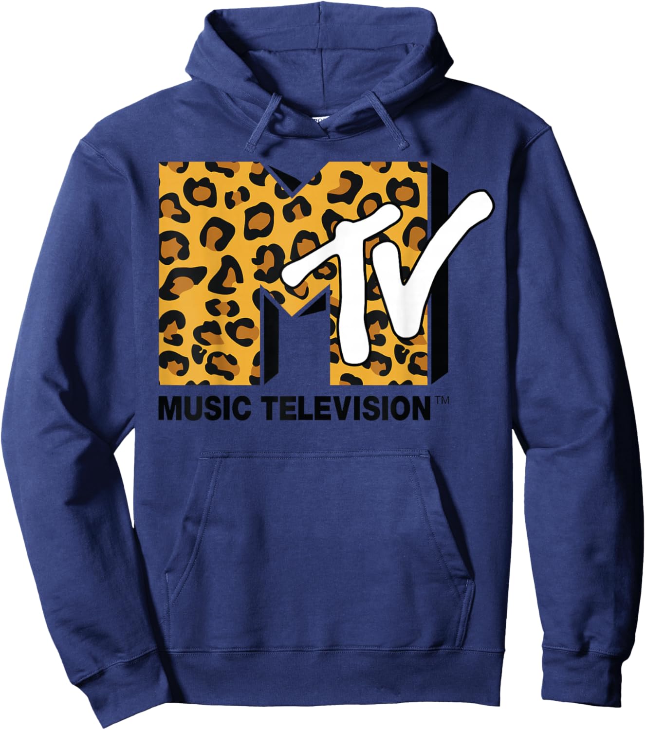 Classic MTV Logo Leopard Print Hoodie - Hoodie | Navy