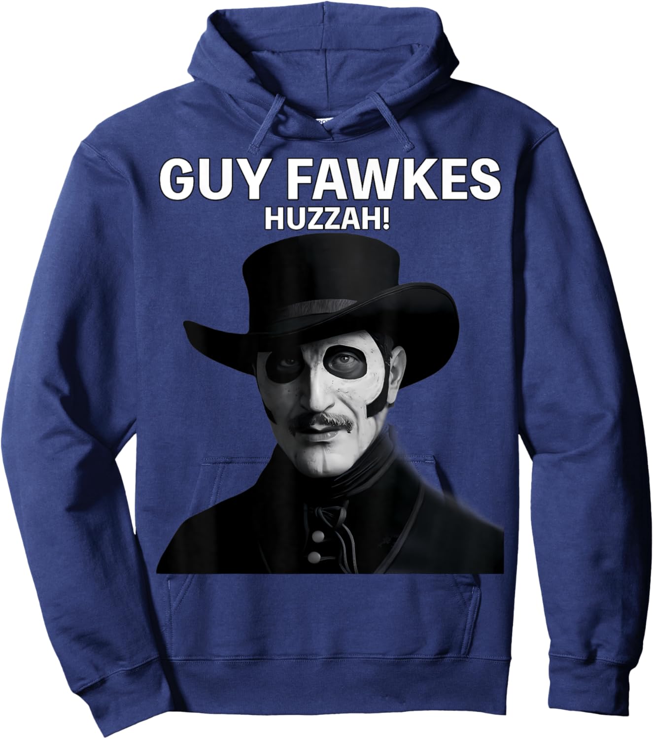 Guy Fawkes Day Wearing Hat Portrait Hoodie - Hoodie | Navy