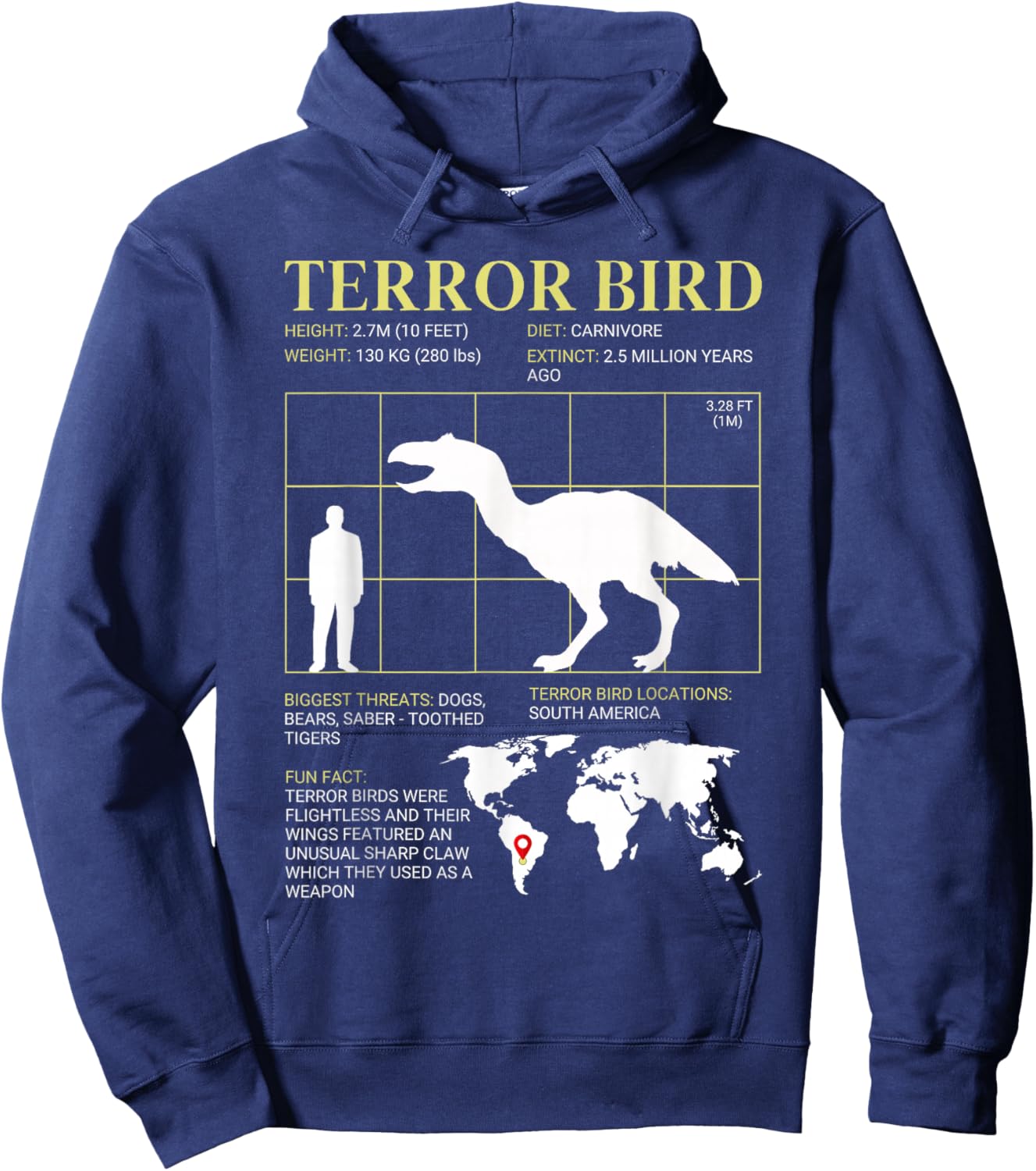 Terror Bird Extinct Giant Flightless Bird Hoodie - Hoodie | Navy