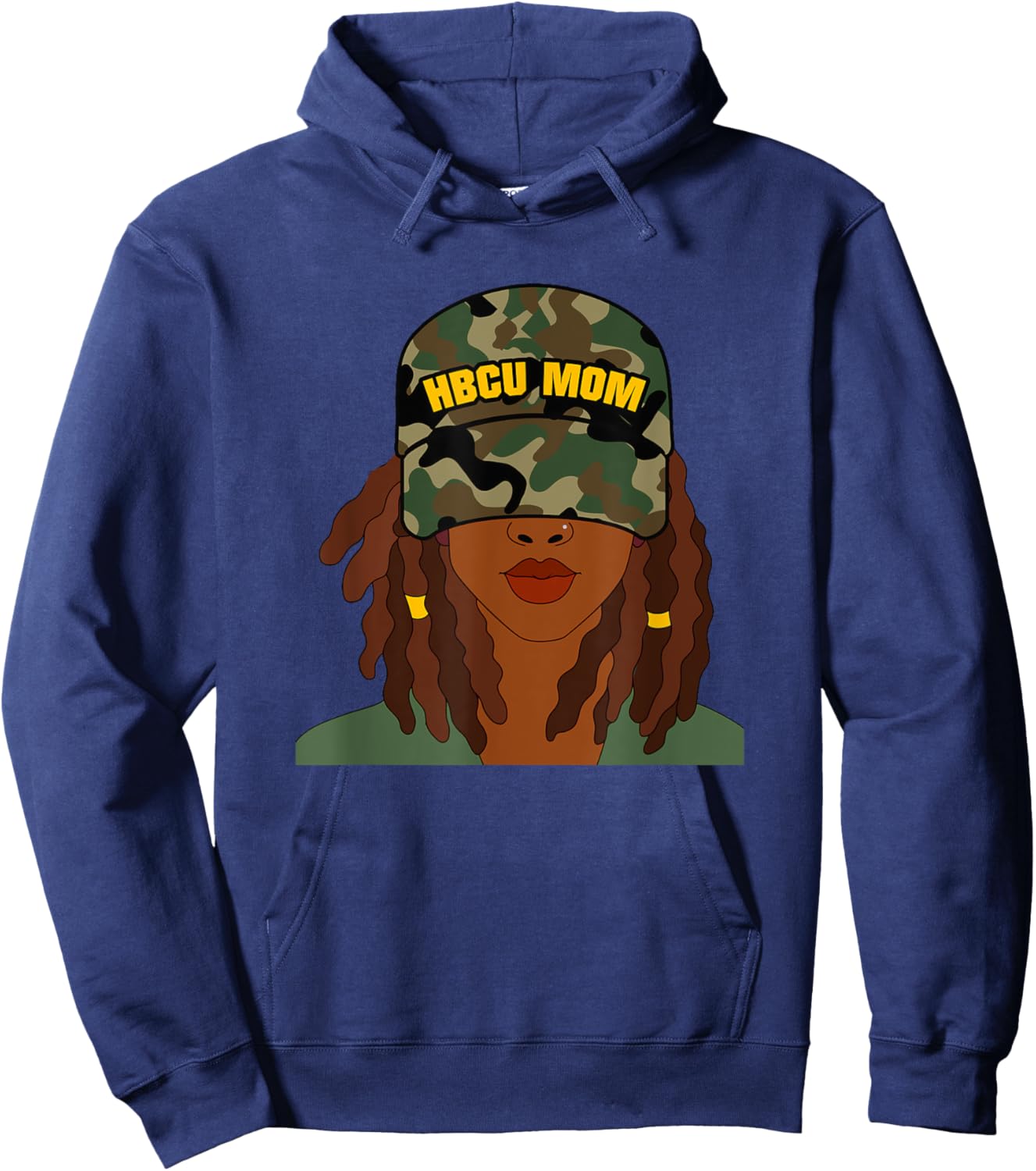 HBCU Mom of Grad Camo Locs Hoodie - Hoodie | Navy