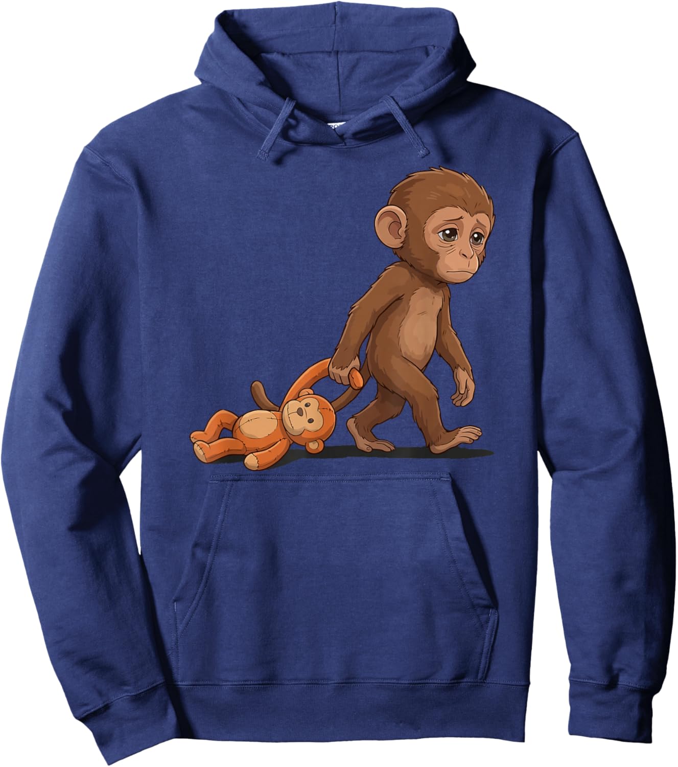 Team Punch Cute Baby Monkey Hugging Plush Hoodie - Hoodie | Navy