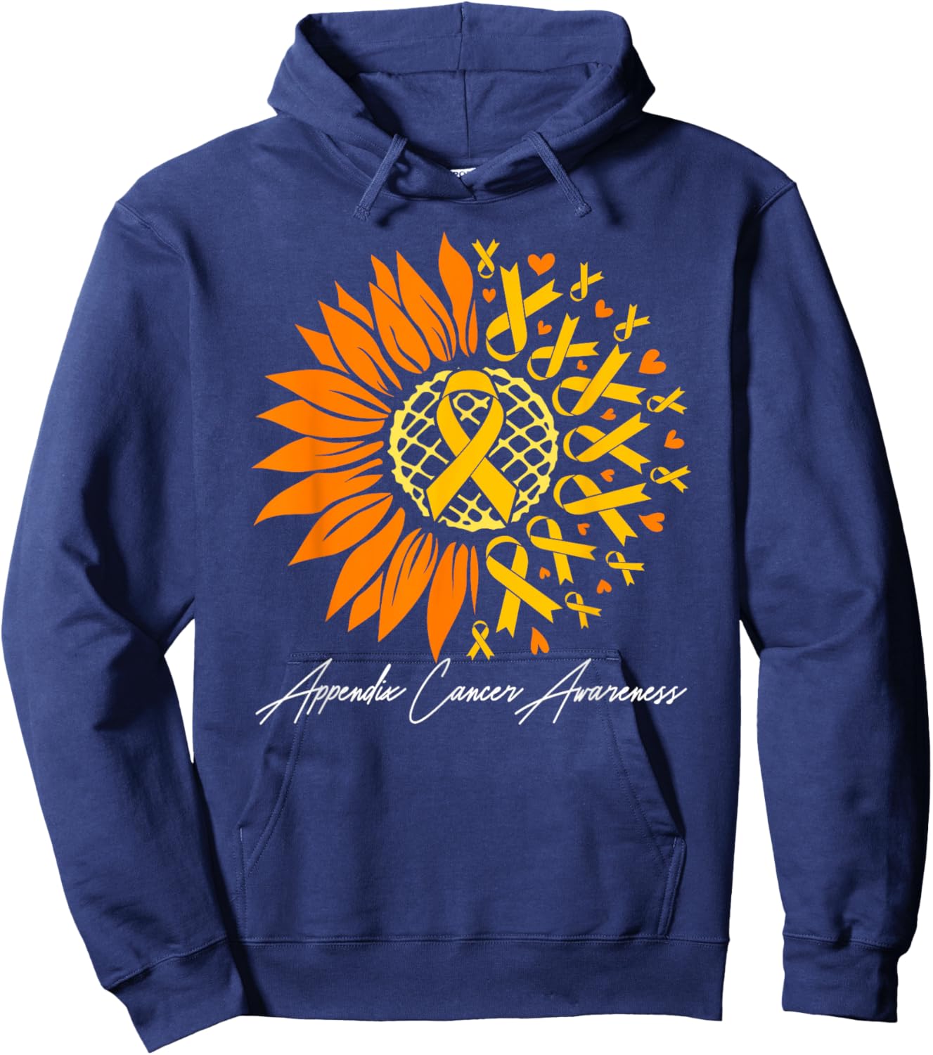 Appendix Cancer Awareness Sunflower Hoodie - Hoodie | Navy