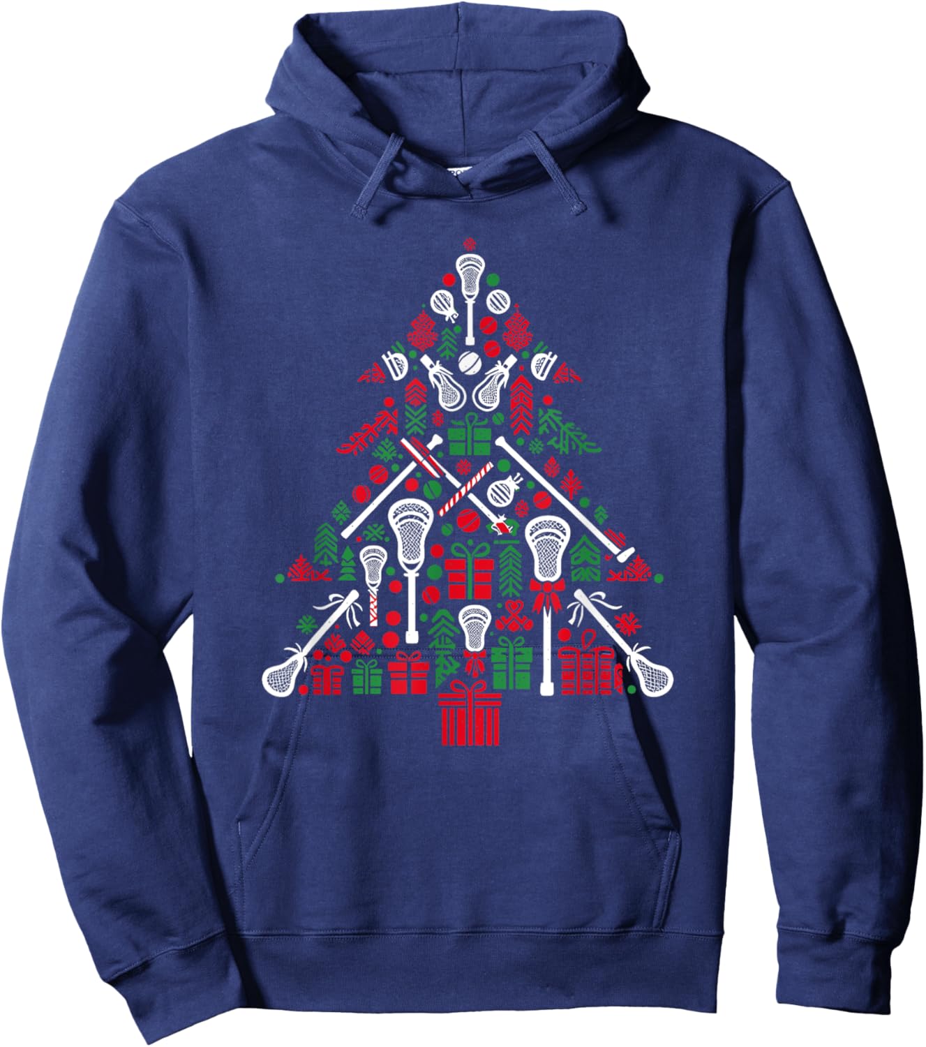 Funny Lacrosse Christmas Tree Player Kids Hoodie - Hoodie | Navy