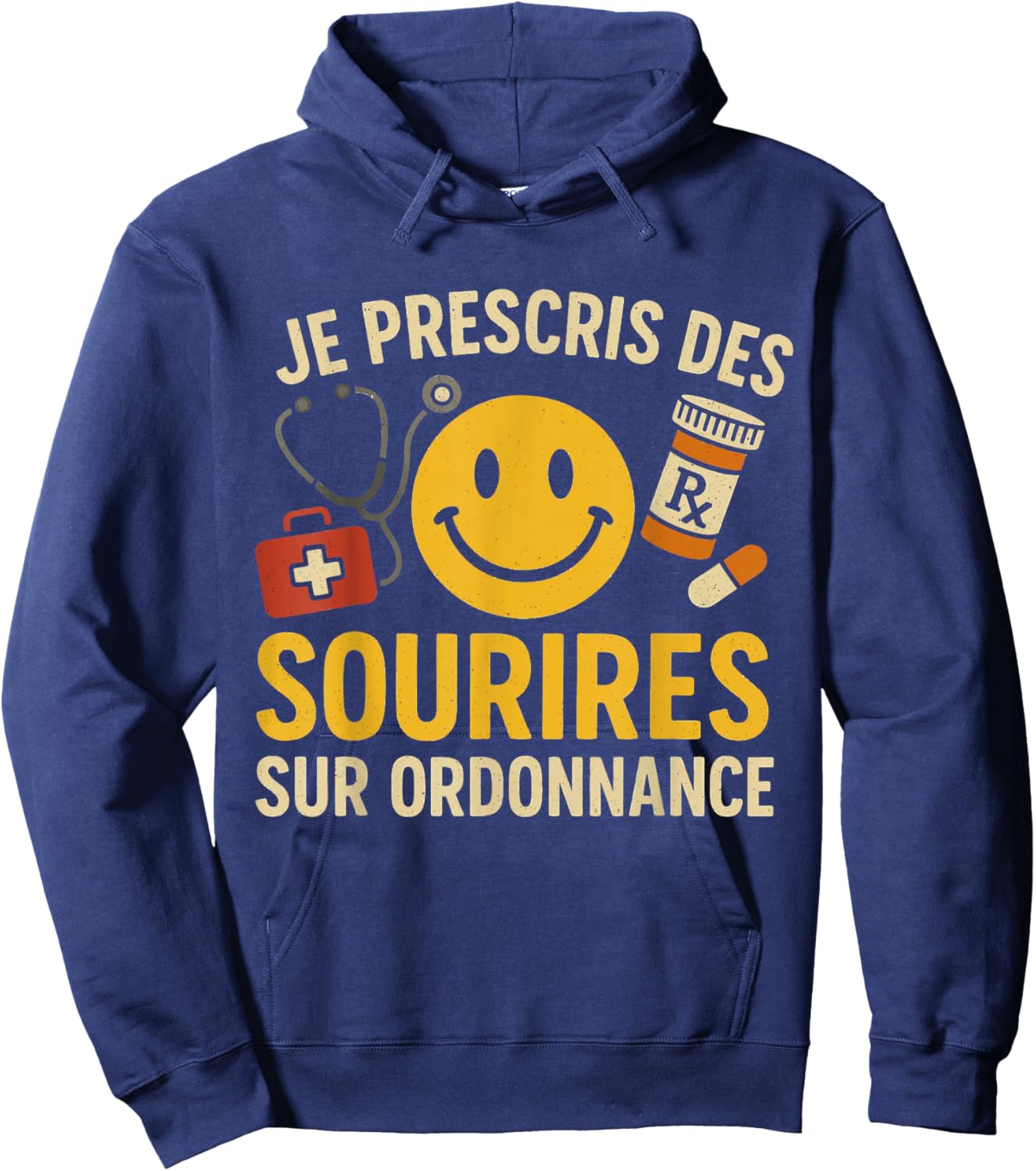 I Prescribed Smiles on Prescription Smiley Hoodie - Hoodie | Navy