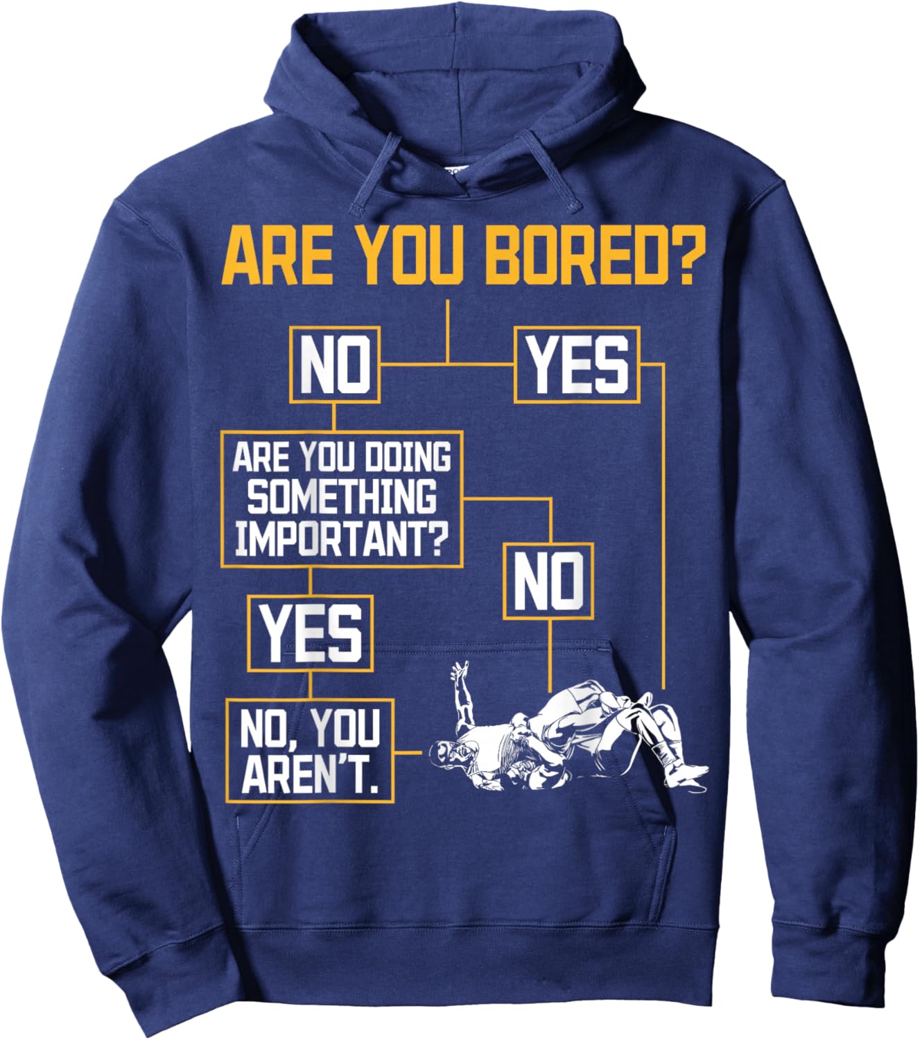 Funny Wrestling Flowchart Takedown Humor Hoodie - Hoodie | Navy