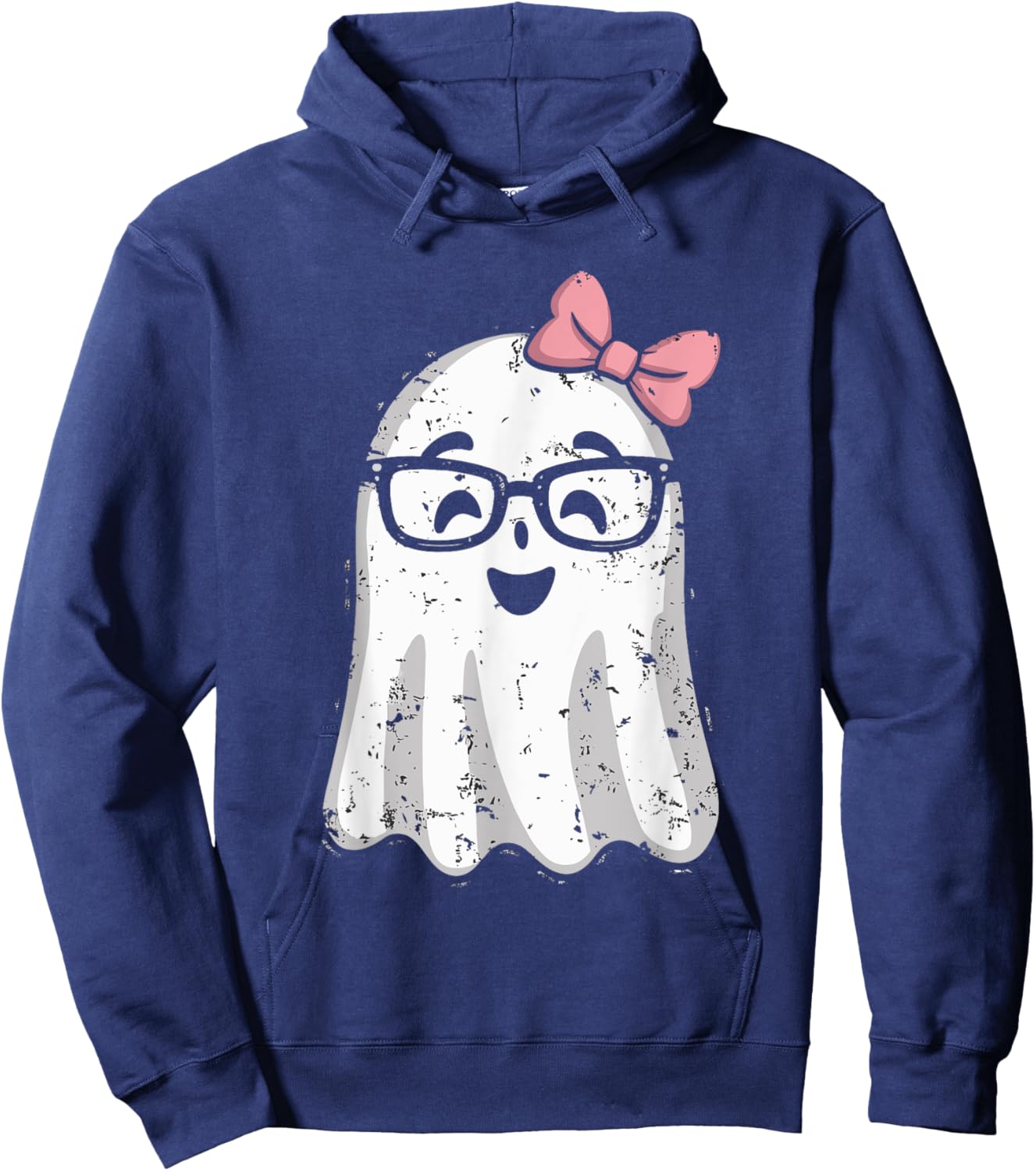 Ghost Eyeglass Girl Halloween Girly Ghost Hoodie - Hoodie | Navy