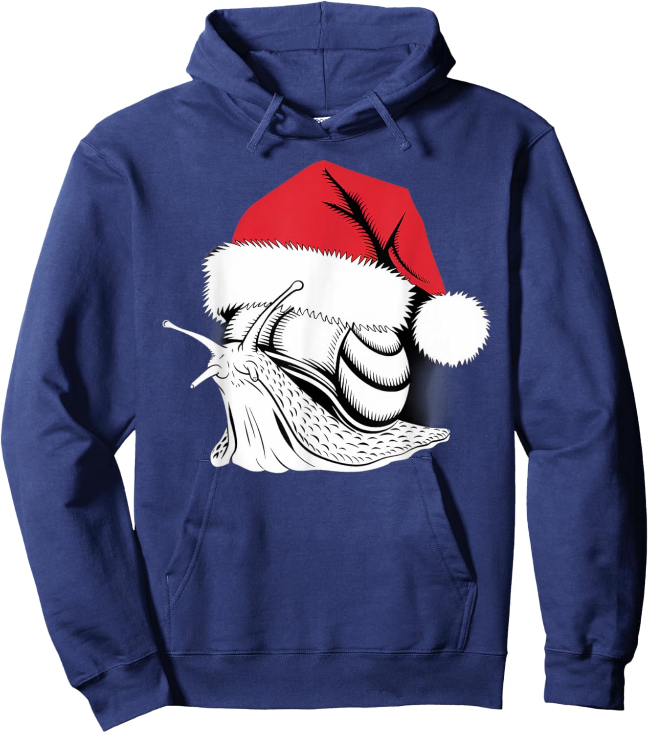 Joyful Snail Santa on Snail Christmas Hoodie - Hoodie | Navy