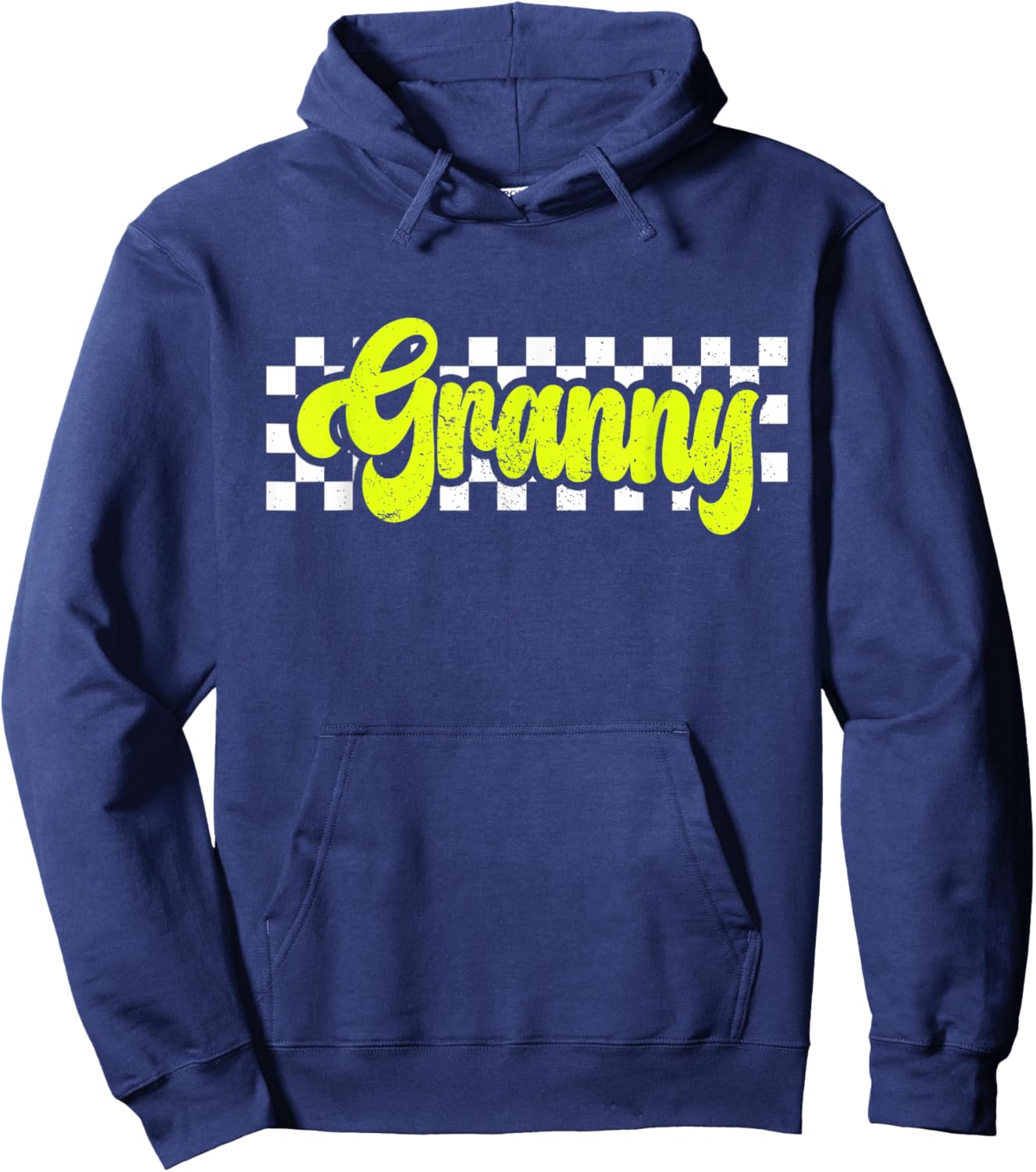 Granny Retro Checkered Distressed design Hoodie - Hoodie | Navy