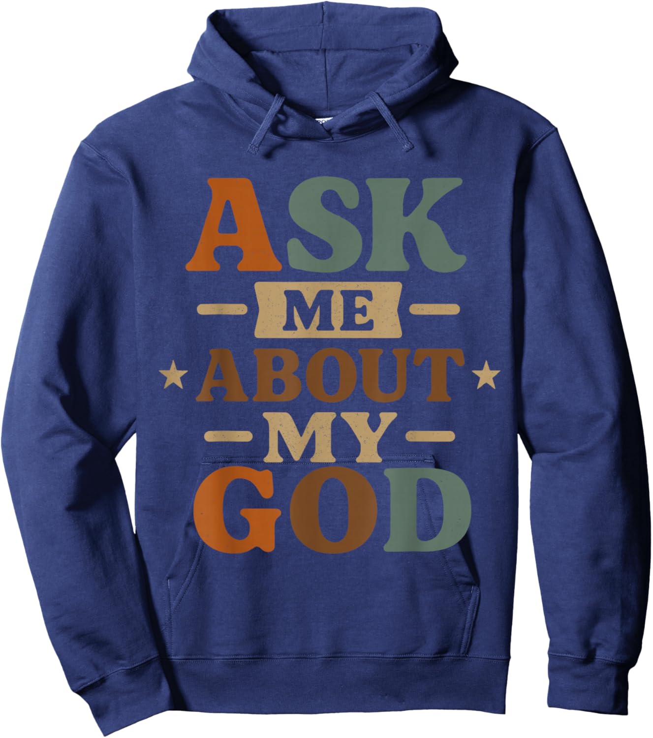Ask Me About My God - Vintage Faith Religious Hoodie - Hoodie | Navy