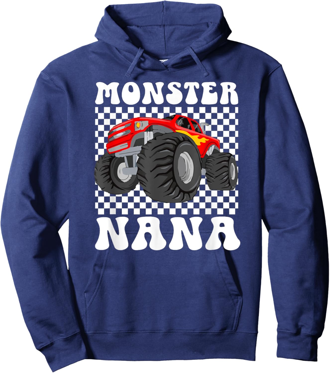 Monster Nana Groovy Monster Truck Nana Grandma Hoodie - Hoodie | Navy