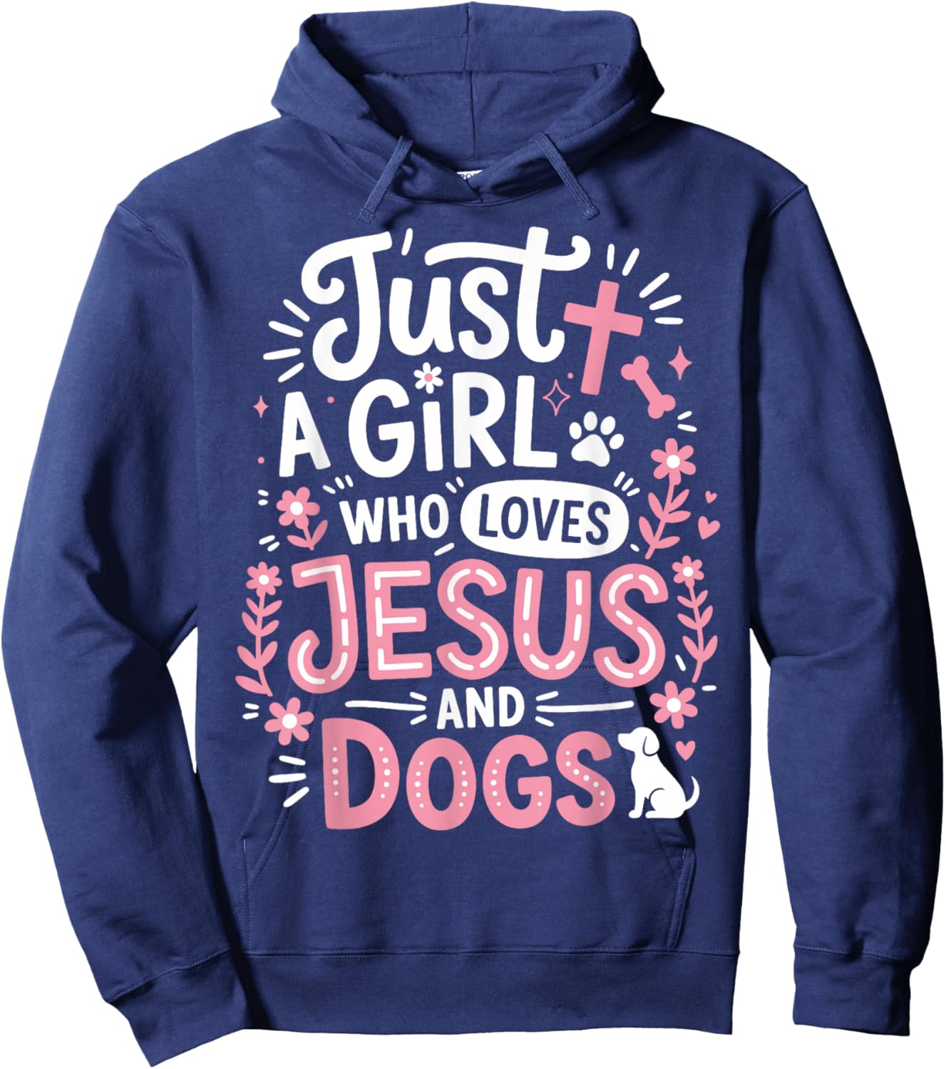 Just a Girl who Loves Jesus and Dogs Christian Hoodie - Hoodie | Navy