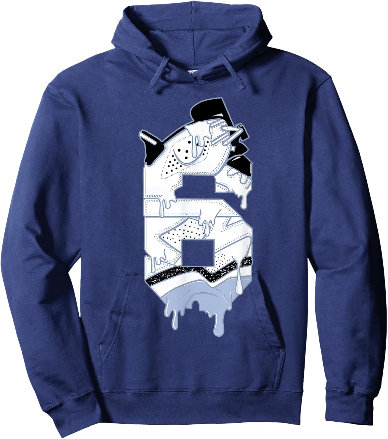 Number 6 Reverse Black White 6s Matching Women Hoodie - Hoodie | Navy