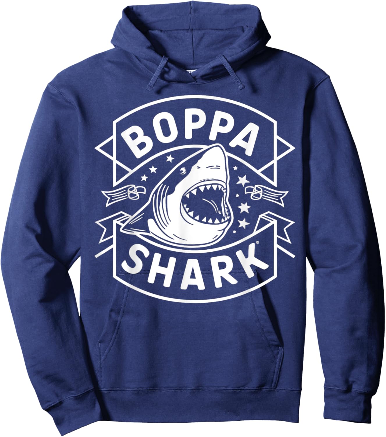 Boppa Shark Grandpa Gifts Funny Graphic Hoodie - Hoodie | Navy