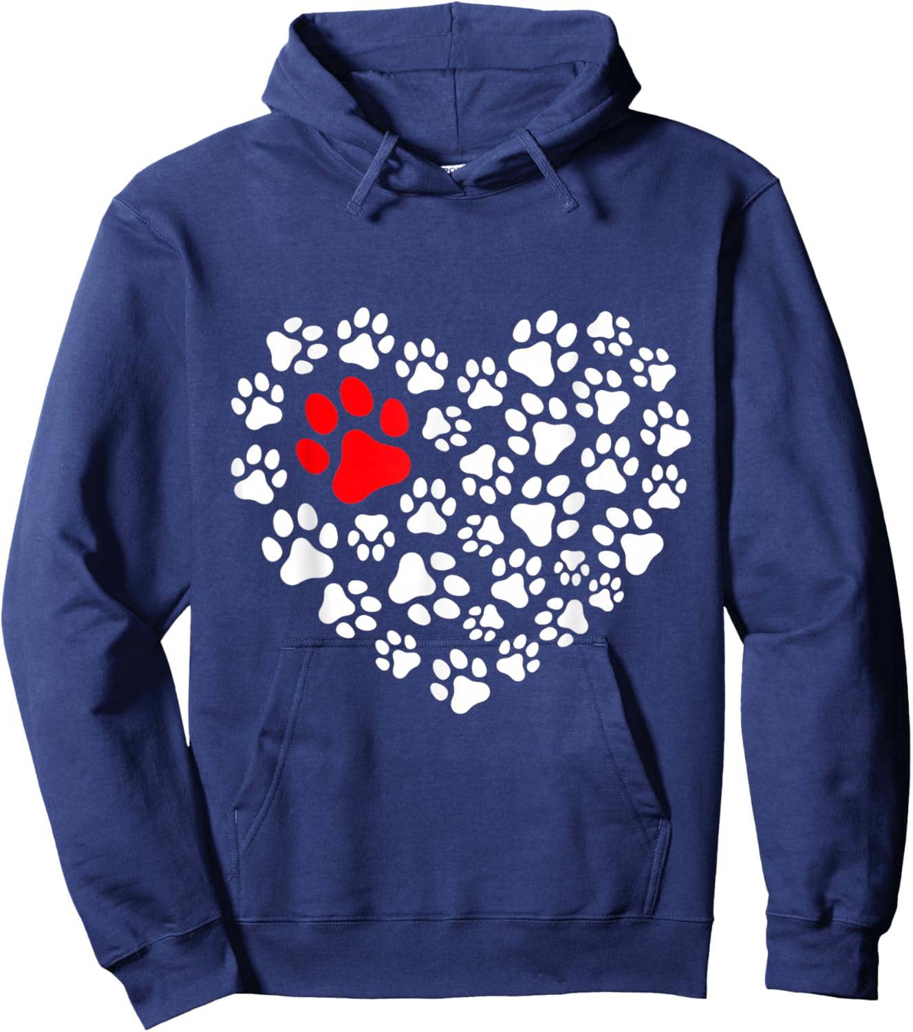Paw Heart | Dog Paw Love Heart Print Hoodie - Hoodie | Navy