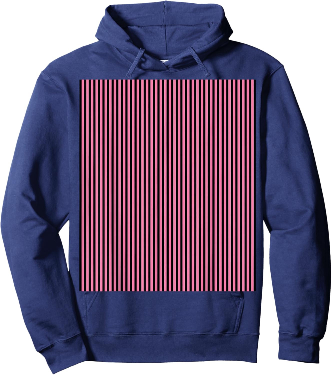 Black & Pink, Striped Design Pattern Hoodie - Hoodie | Navy