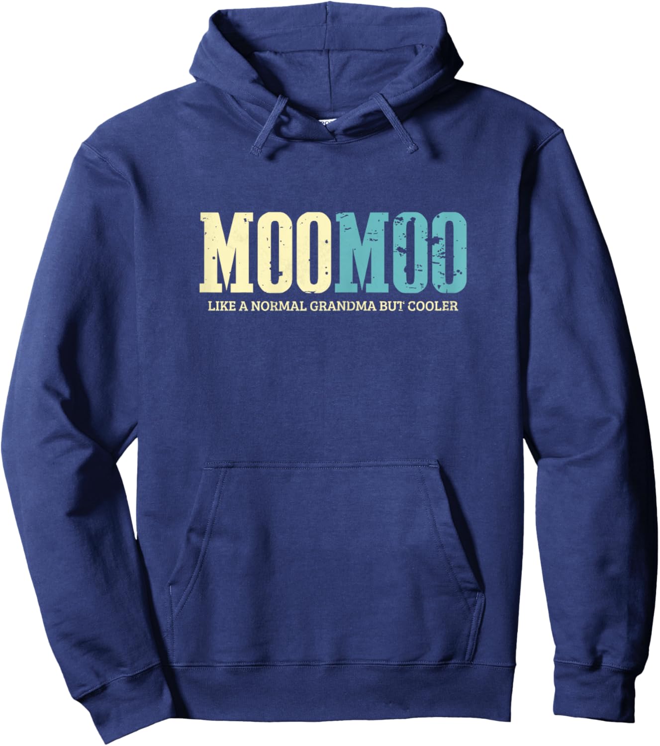 Moo Moo Like A Normal Grandma But Cooler Retro Hoodie - Hoodie | Navy