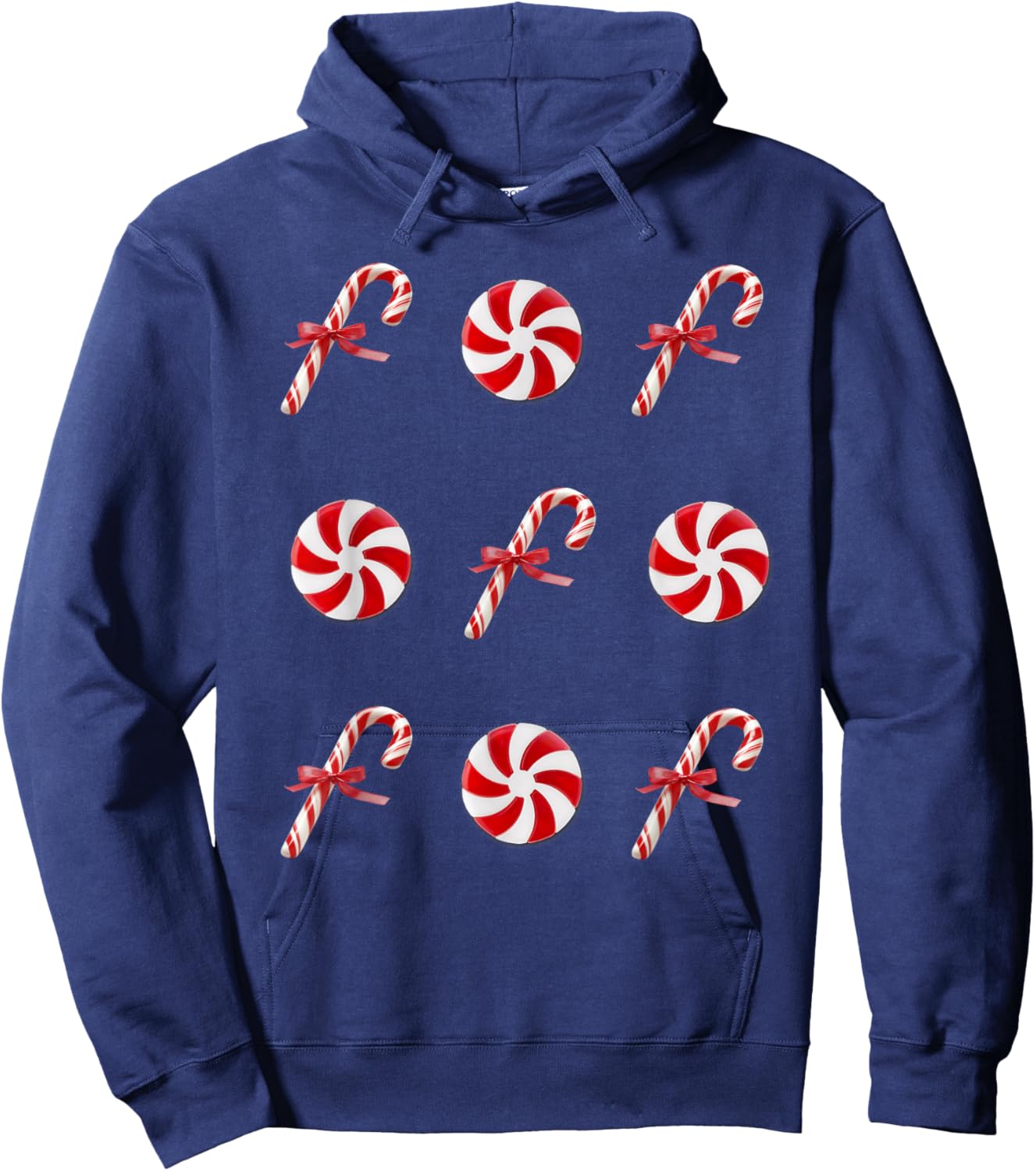 Peppermint Candy Cane Christmas Hoodie - Hoodie | Navy