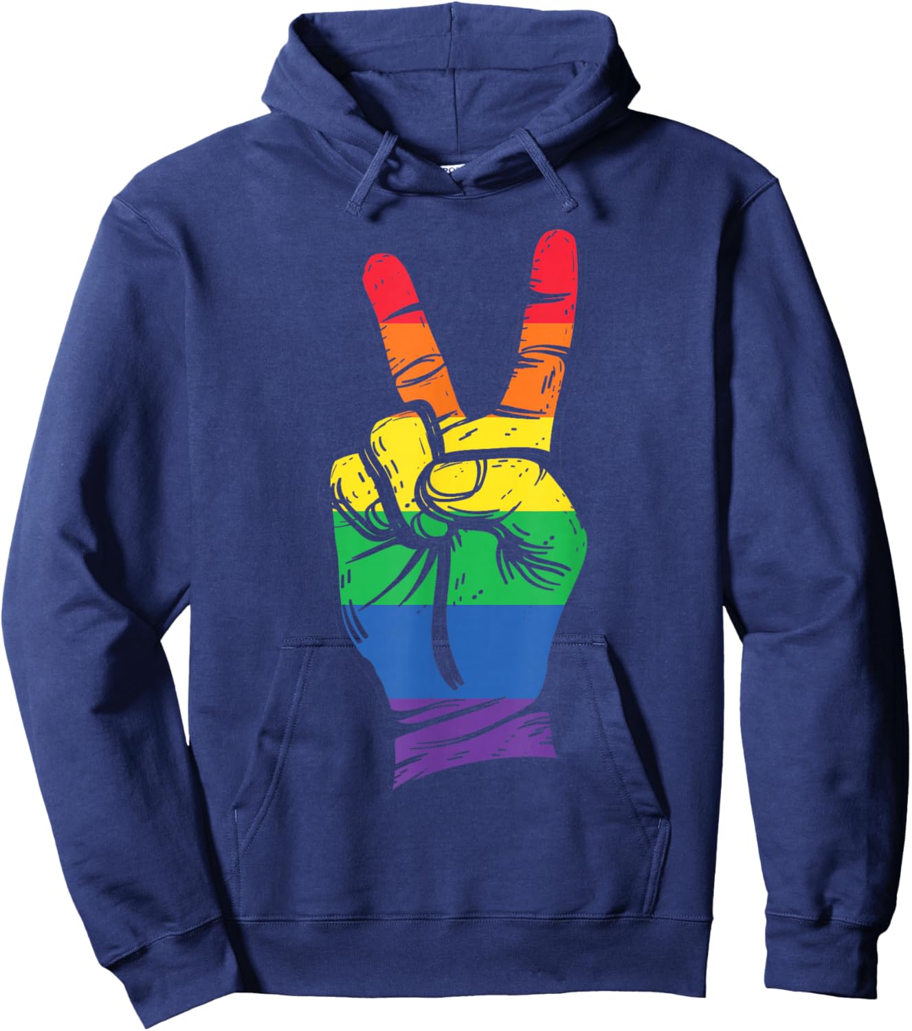LGBT Pride Flag Peace Sign Hoodie - Hoodie | Navy
