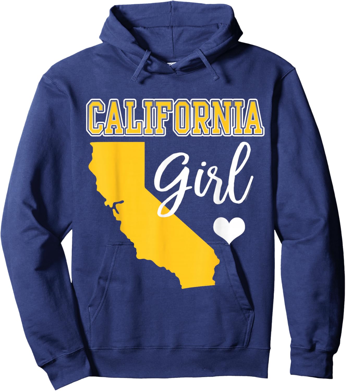 California Girl Heart Map Shape Souvenir Gift Hoodie - Hoodie | Navy