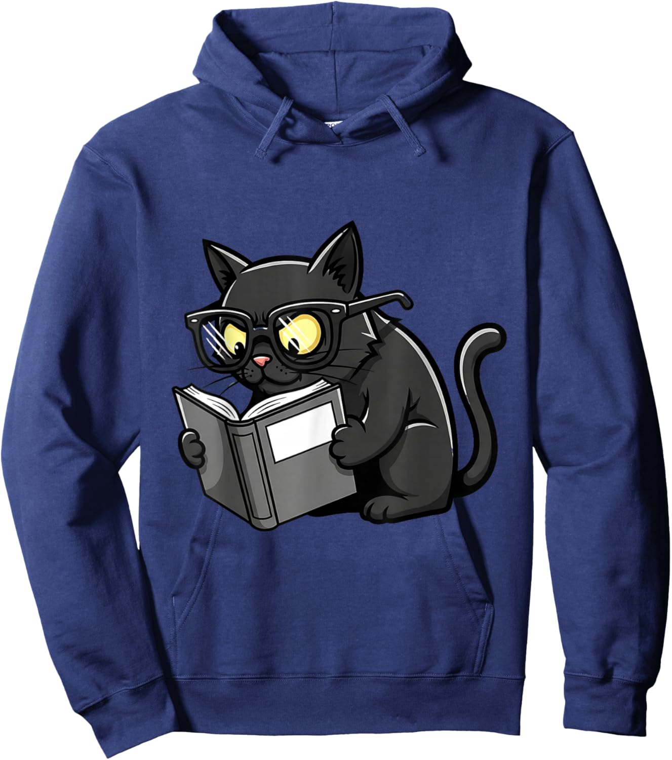 Cat Reading a Book Nerd Kitty Bookworm Hoodie - Hoodie | Navy